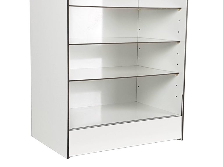 Italian White Laminated Plastic Storage Unit with Shelves and Sliding