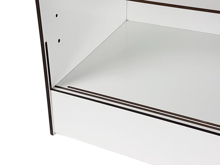 Italian White Laminated Plastic Storage Unit with Shelves and Sliding