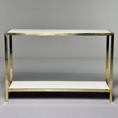 Italian White Marble and Brass Console