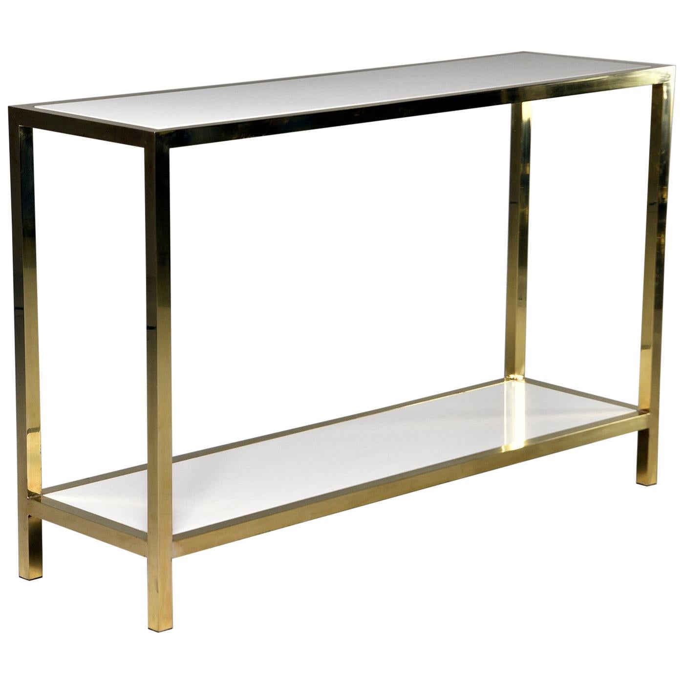 Italian White Marble and Brass Console