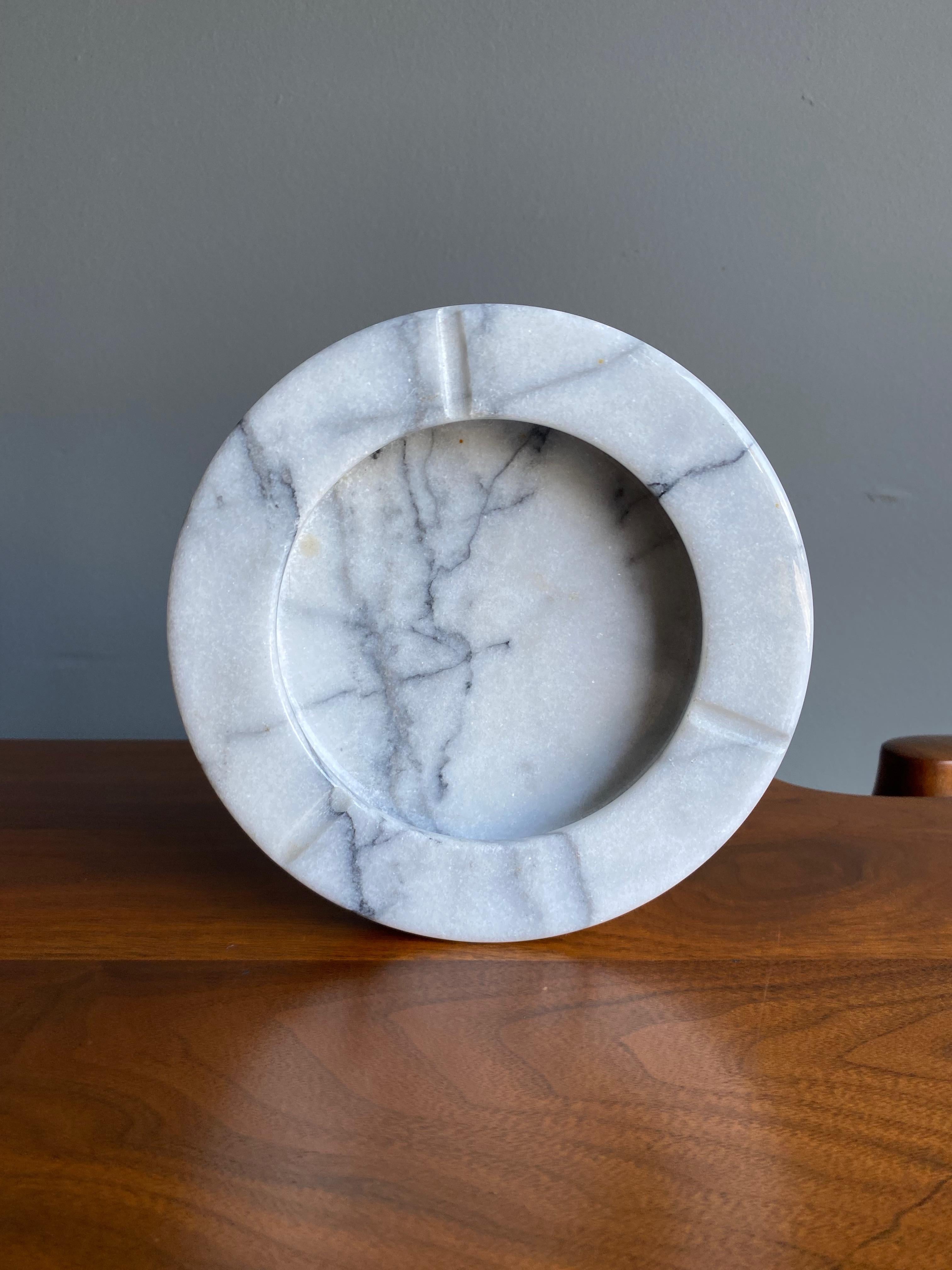 Italian White Marble Bowl / Ashtray, circa 1975.