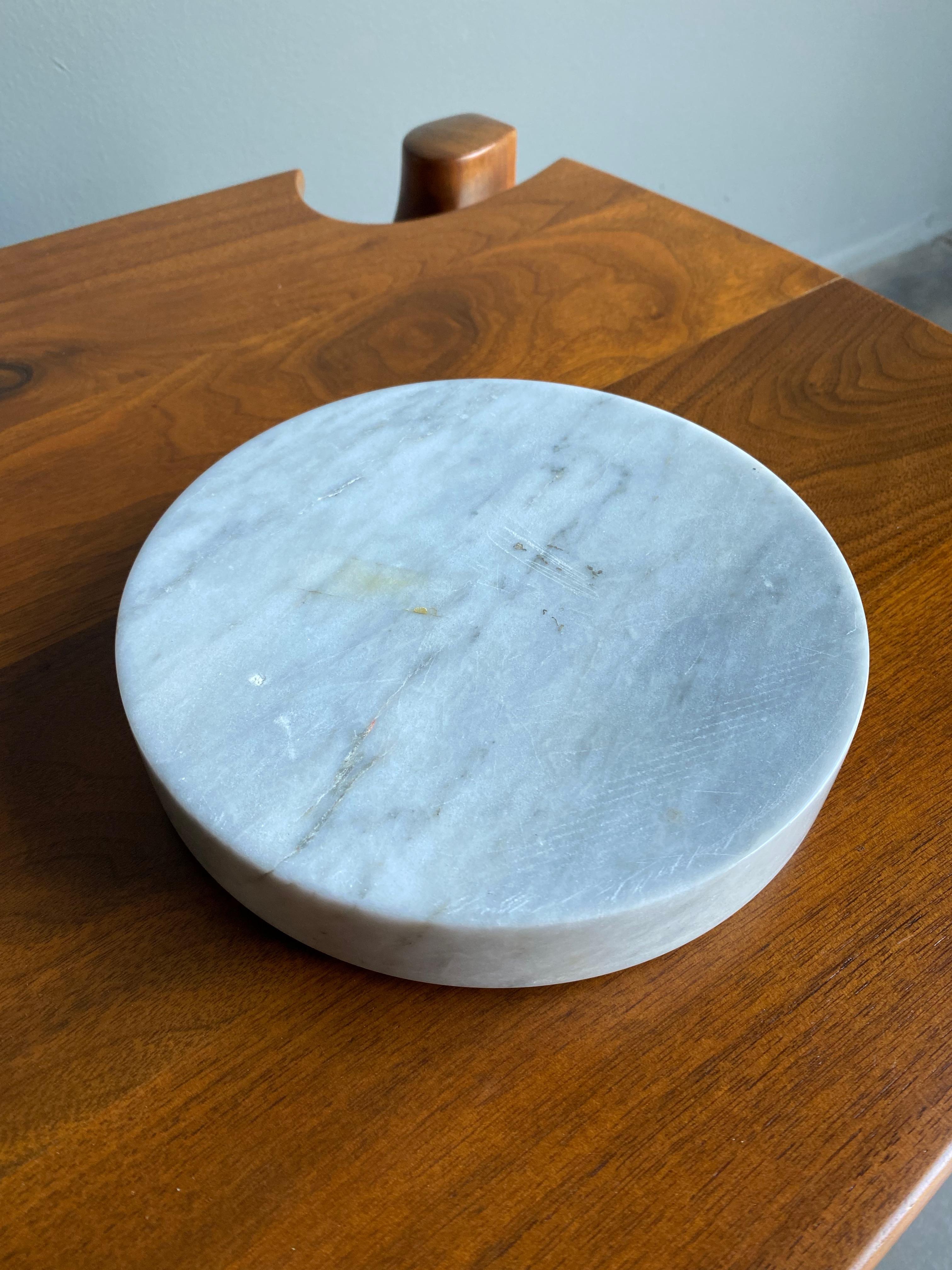 Italian White Marble Bowl / Ashtray, circa 1975 3