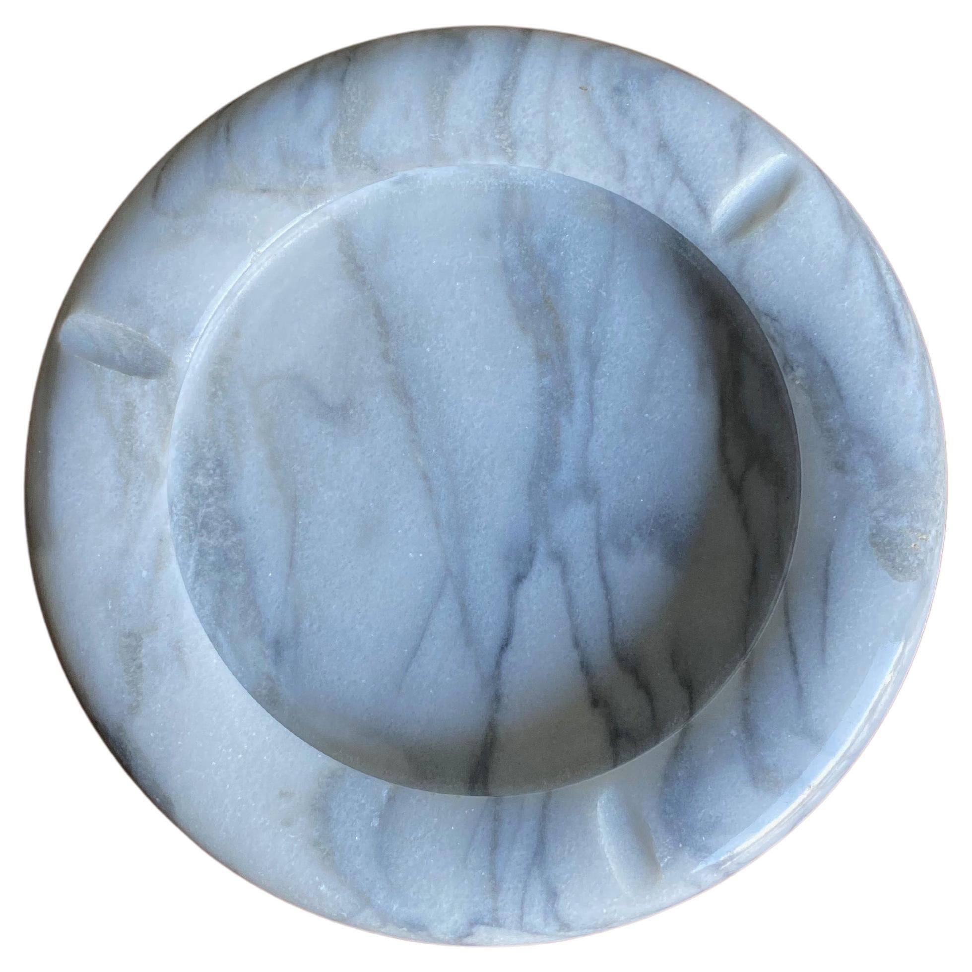 Italian White Marble Bowl / Ashtray, circa 1975 For Sale