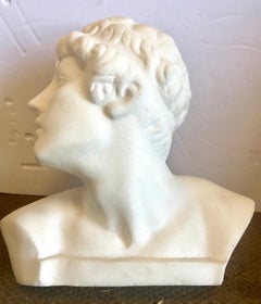 Italian White Marble Bust of David Sculpture Large