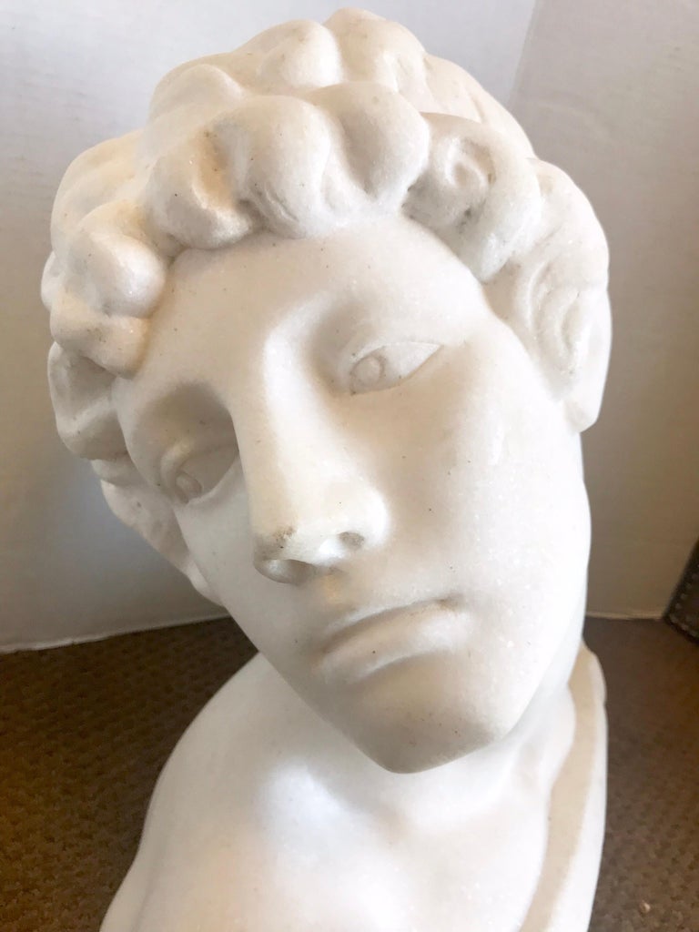 Italian White Marble Bust of David Sculpture Large at 1stDibs