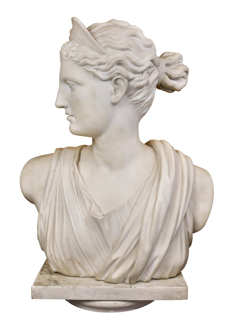 Italian White Marble Bust of Diana on a Faux Sienna Marble Base at ...