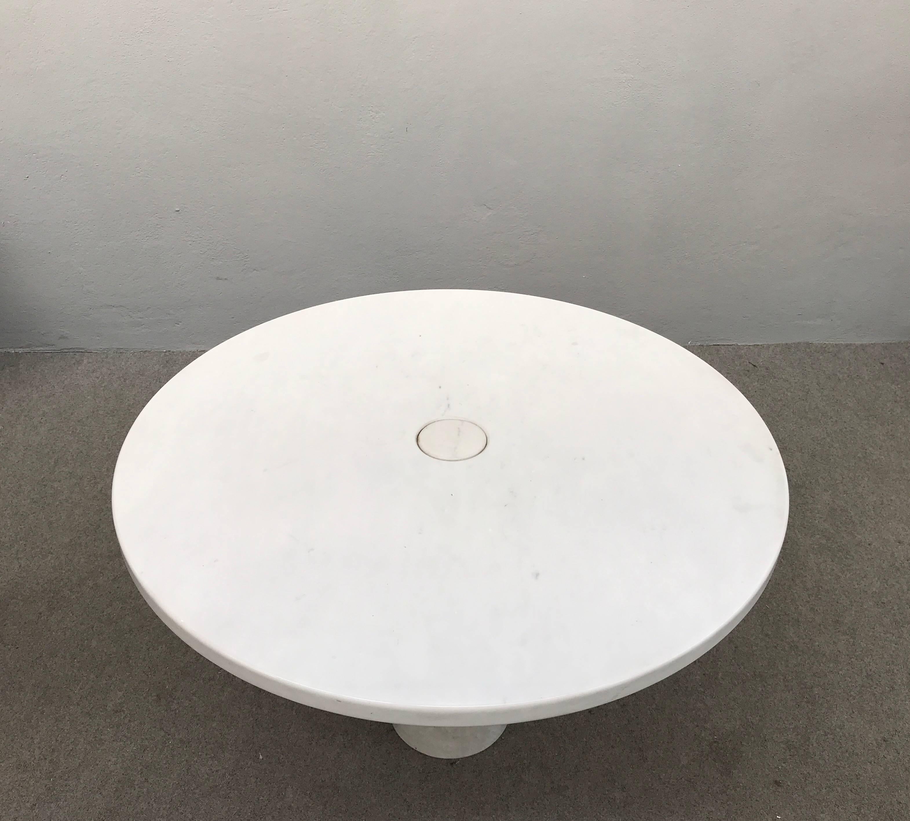 Carrara Marble Italian White Marble Centre Table by Angelo Mangiarotti