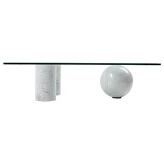 Italian White Marble Coffee Table by Massimo Vignelli