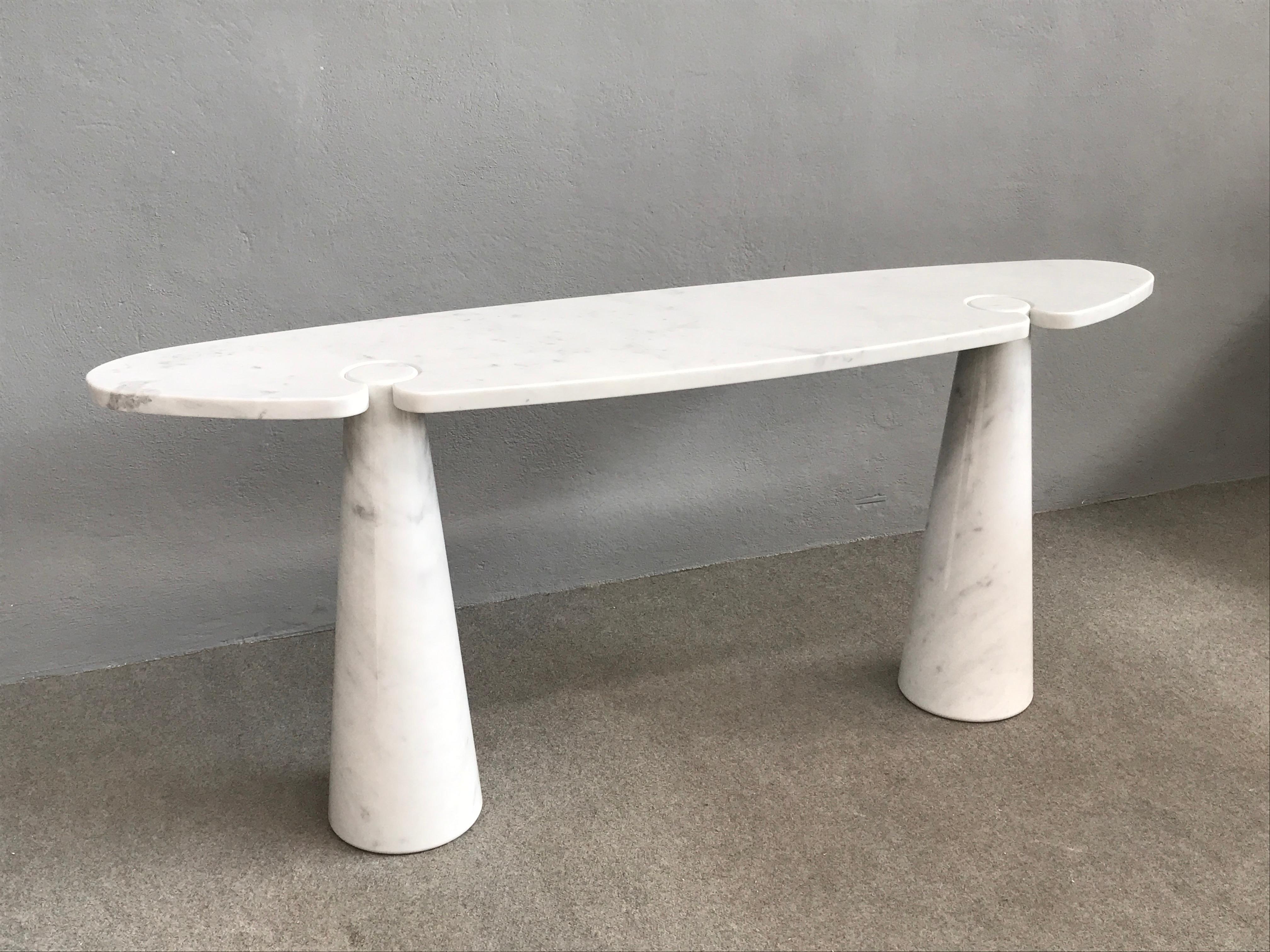 Mid-Century Modern Italian White Marble Console Table by Angelo Mangiarotti