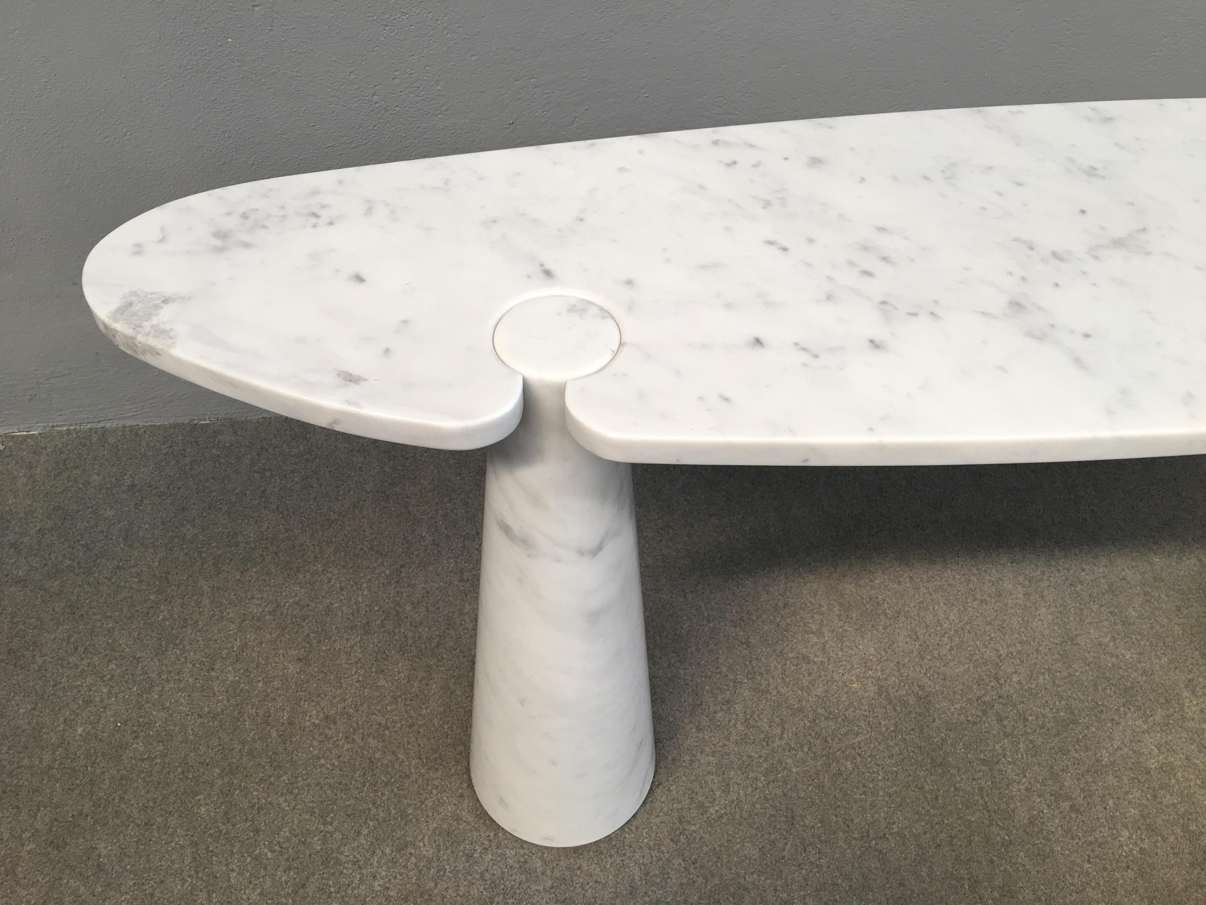 Italian White Marble Console Table by Angelo Mangiarotti 1