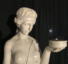 Italian White Marble Neoclassical Sculpture of Goddess Hebe after Thorvaldsen
