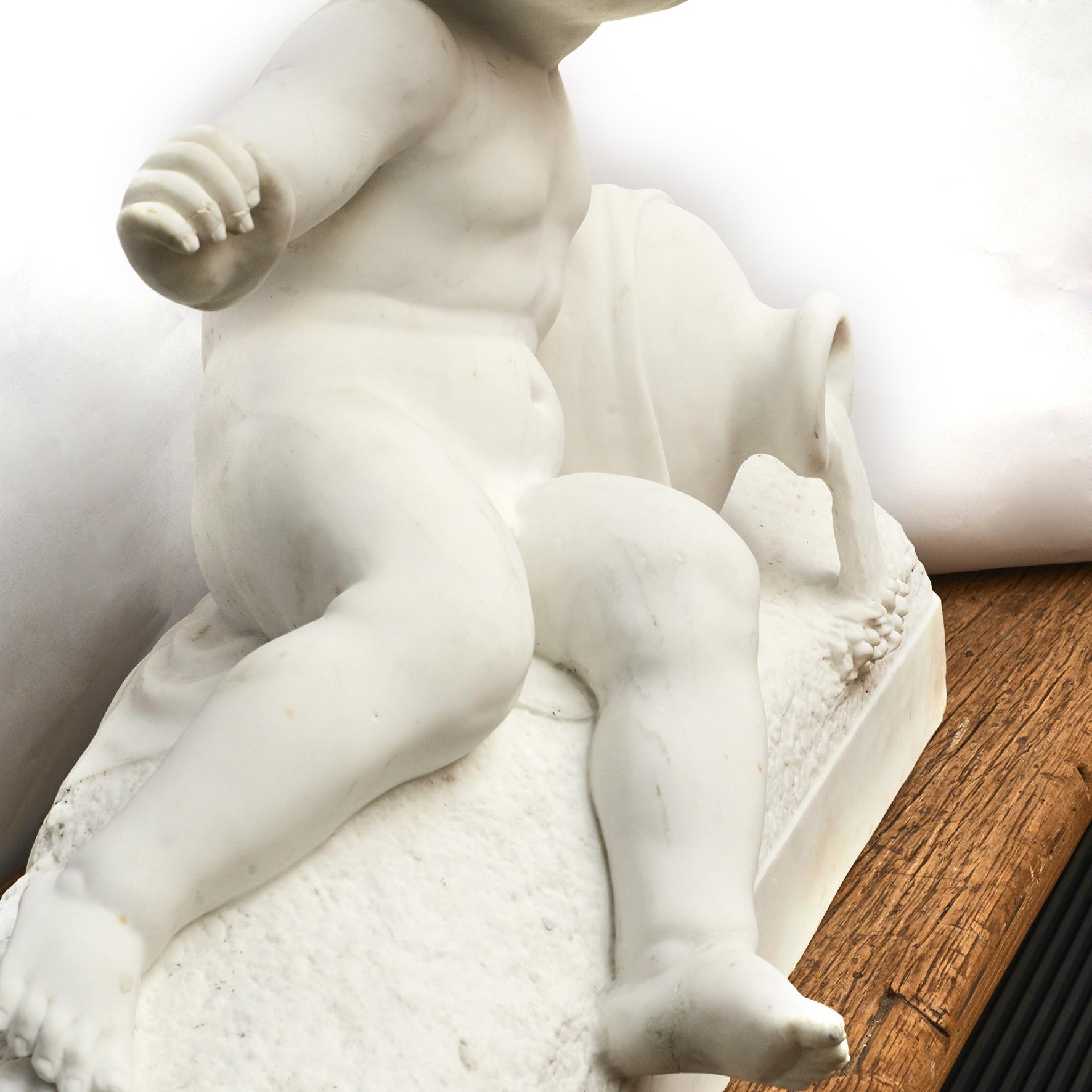 Italian White Marble Sculpture of a Boy with a Water Pitcher For Sale 1