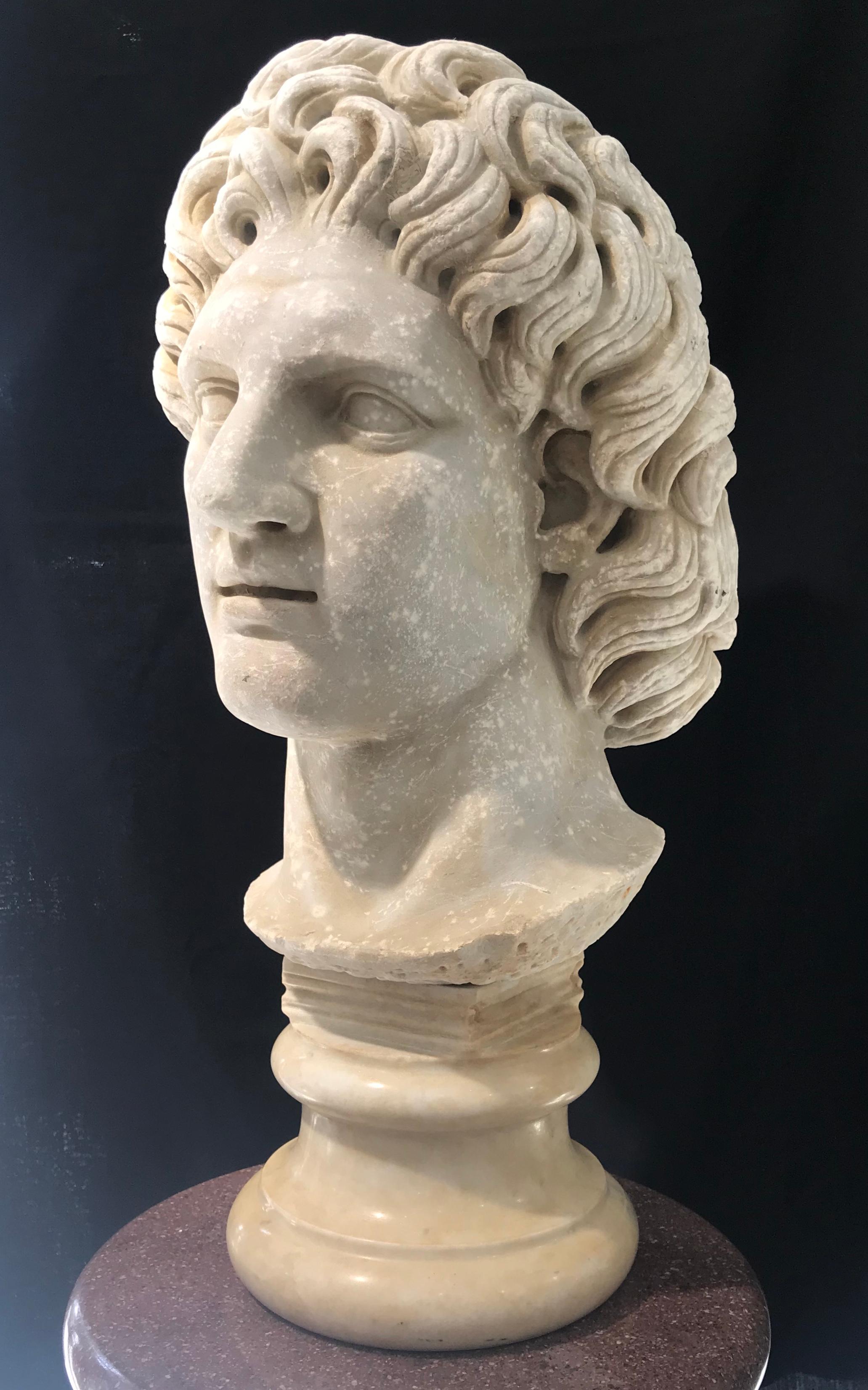 Italian White Marble Sculpture of Alexander The Great Classical Greek  9