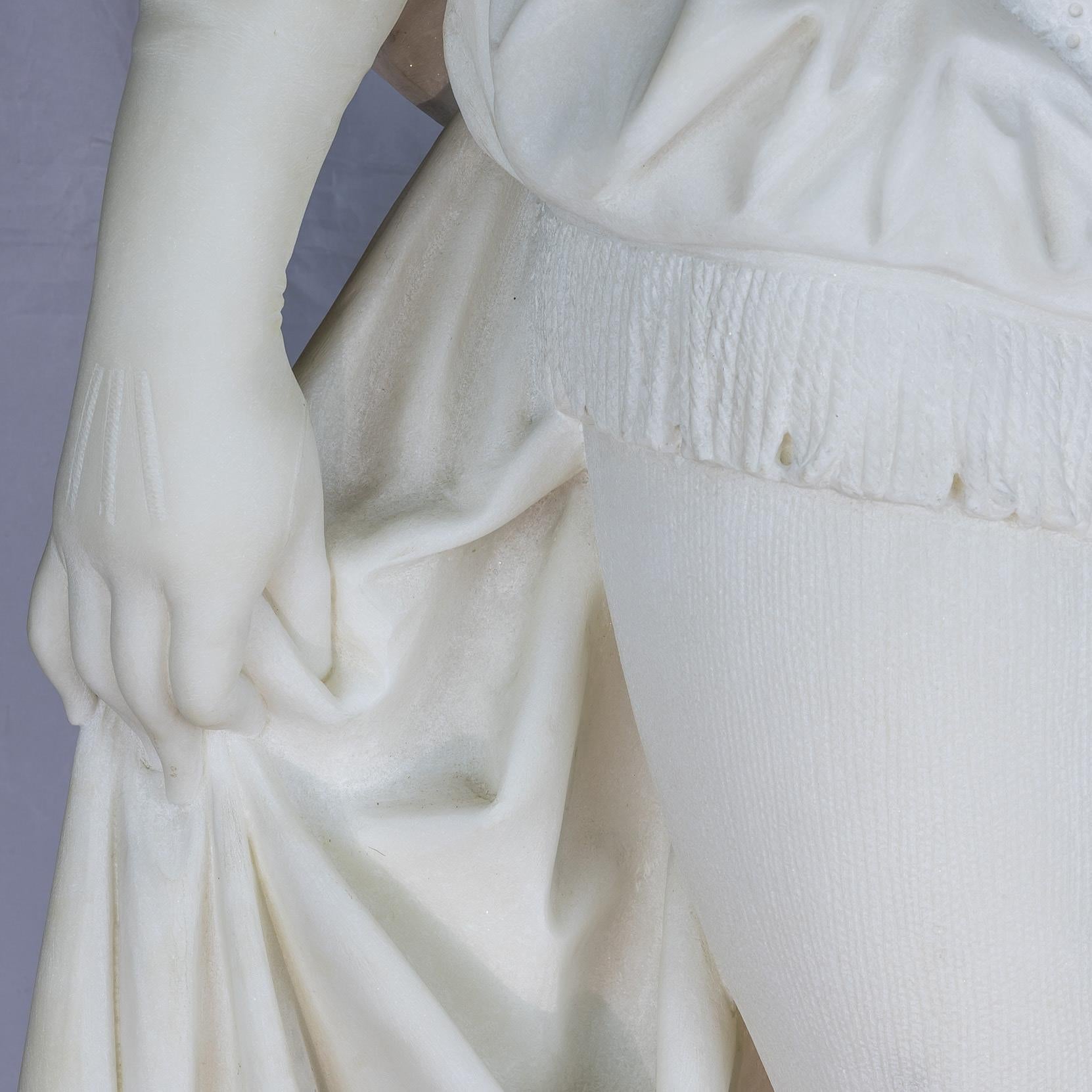Italian White Marble Sculpture of an Elegant Woman in a Masquerade by F. Galli 2