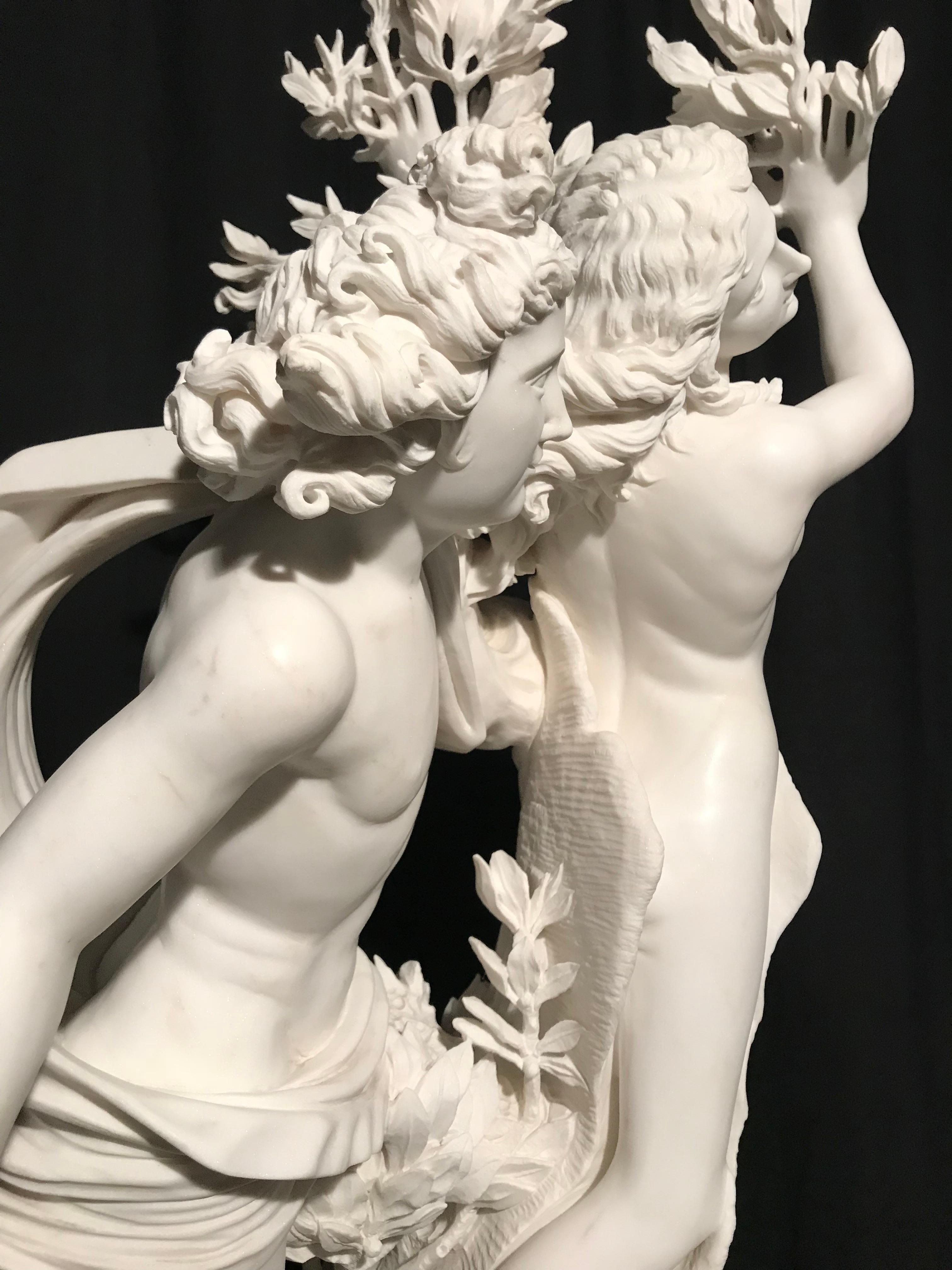 Italian White Marble Sculpture of Apollo and Dafne after Gian Lorenzo Bernini For Sale 8