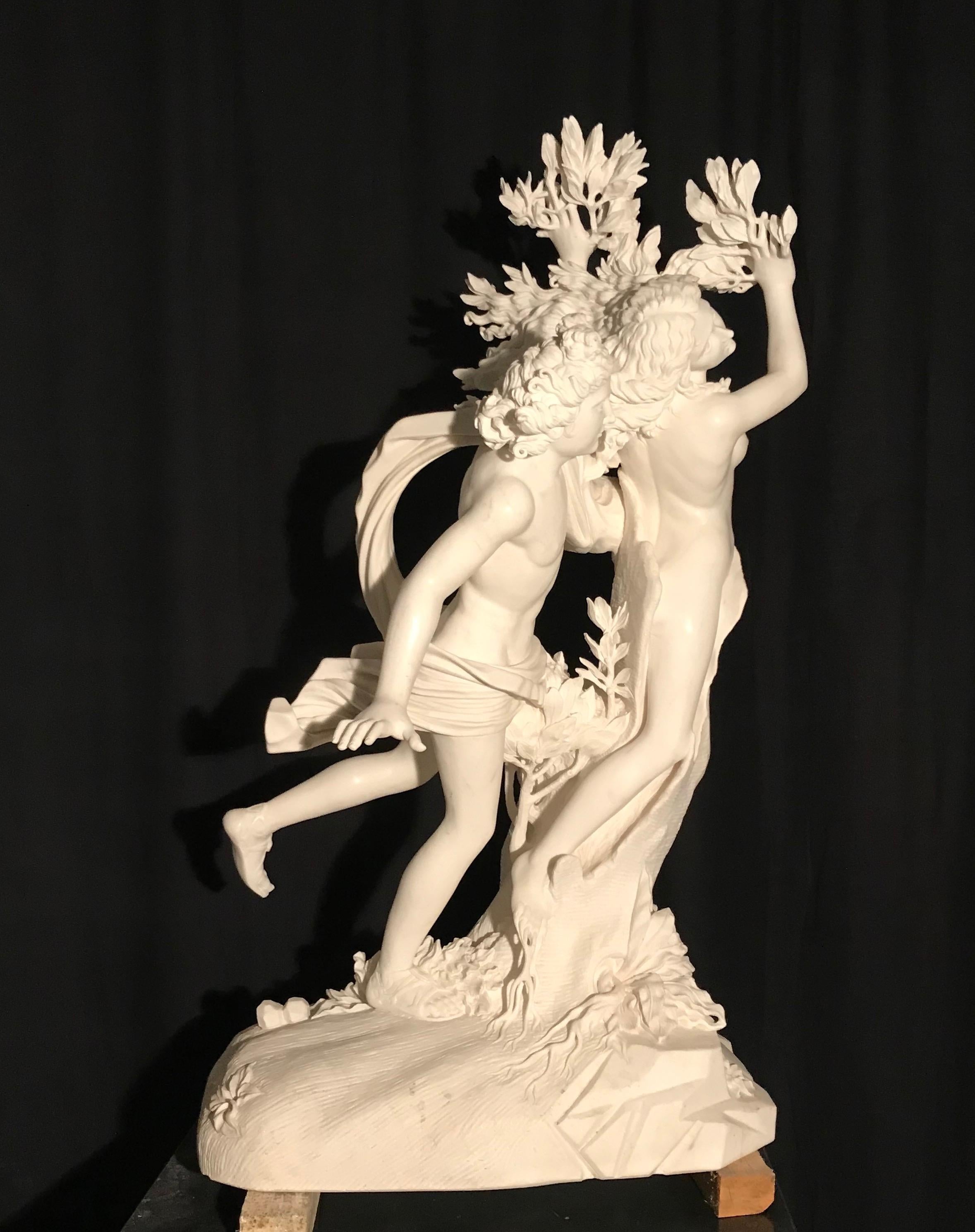 Italian White Marble Sculpture of Apollo and Dafne after Gian Lorenzo Bernini For Sale 9