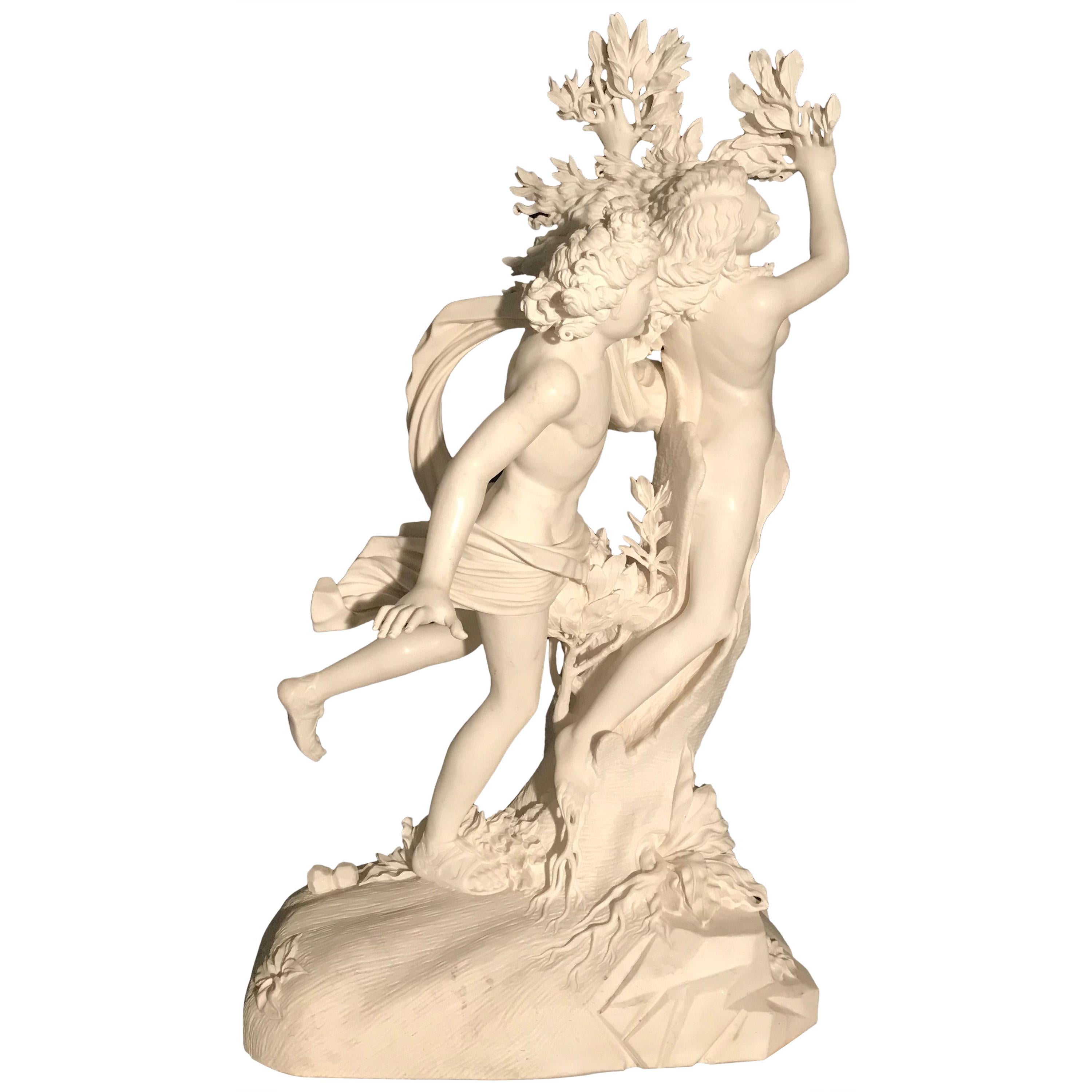 Italian White Marble Sculpture of Apollo and Dafne after Gian Lorenzo Bernini For Sale