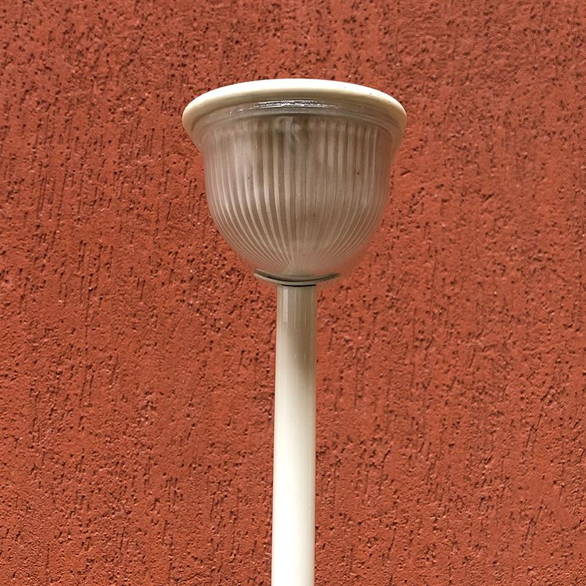 Late 20th Century Italian White Metal and Glass Floor Lamp, 1980s