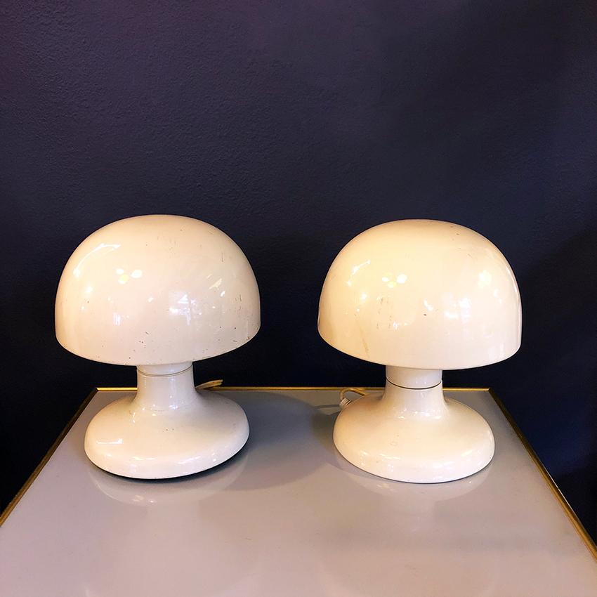 Italian White Metal Table Lamps Jucker, by Tobia Scarpa for Flos, 1963 In Good Condition In MIlano, IT