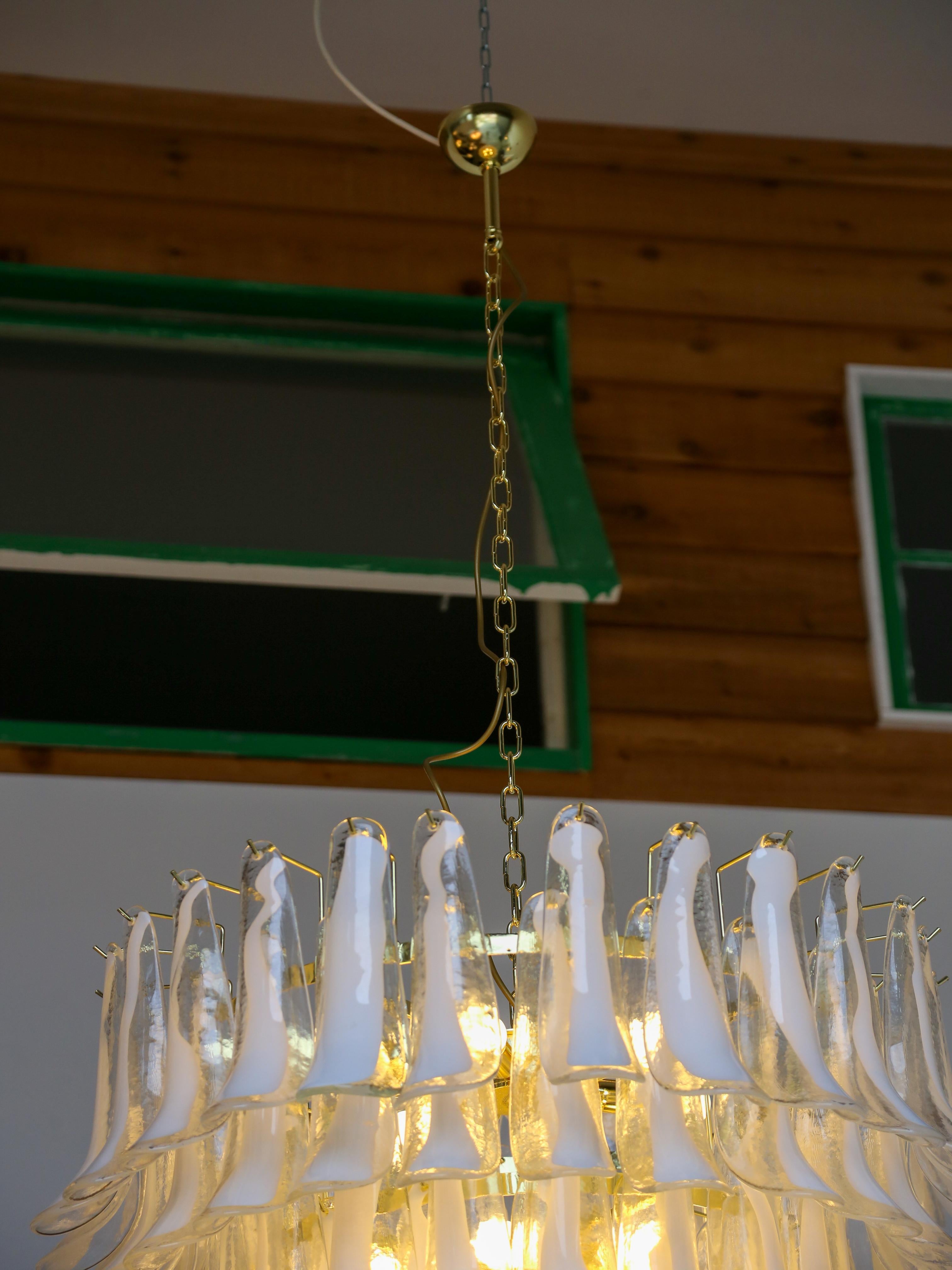 Italian White Murano Glass Chandelier by Lumini Collections For Sale