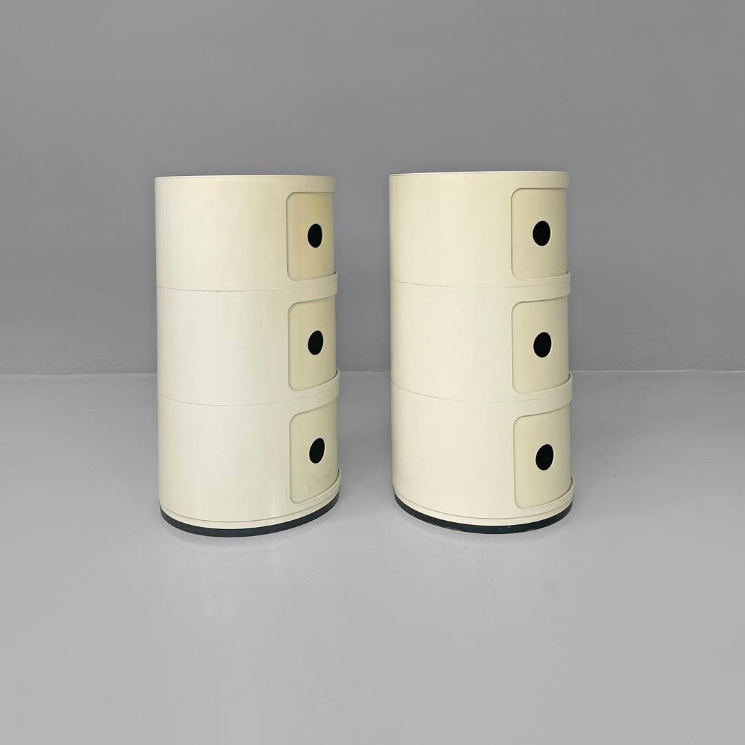 Late 20th Century Italian white night stands Componibili Anna Castelli Ferrieri for Kartell, 1970s For Sale