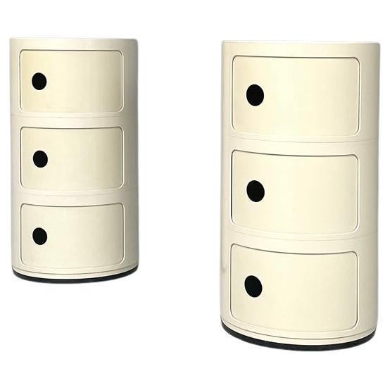 Italian white night stands Componibili Anna Castelli Ferrieri for Kartell, 1970s For Sale