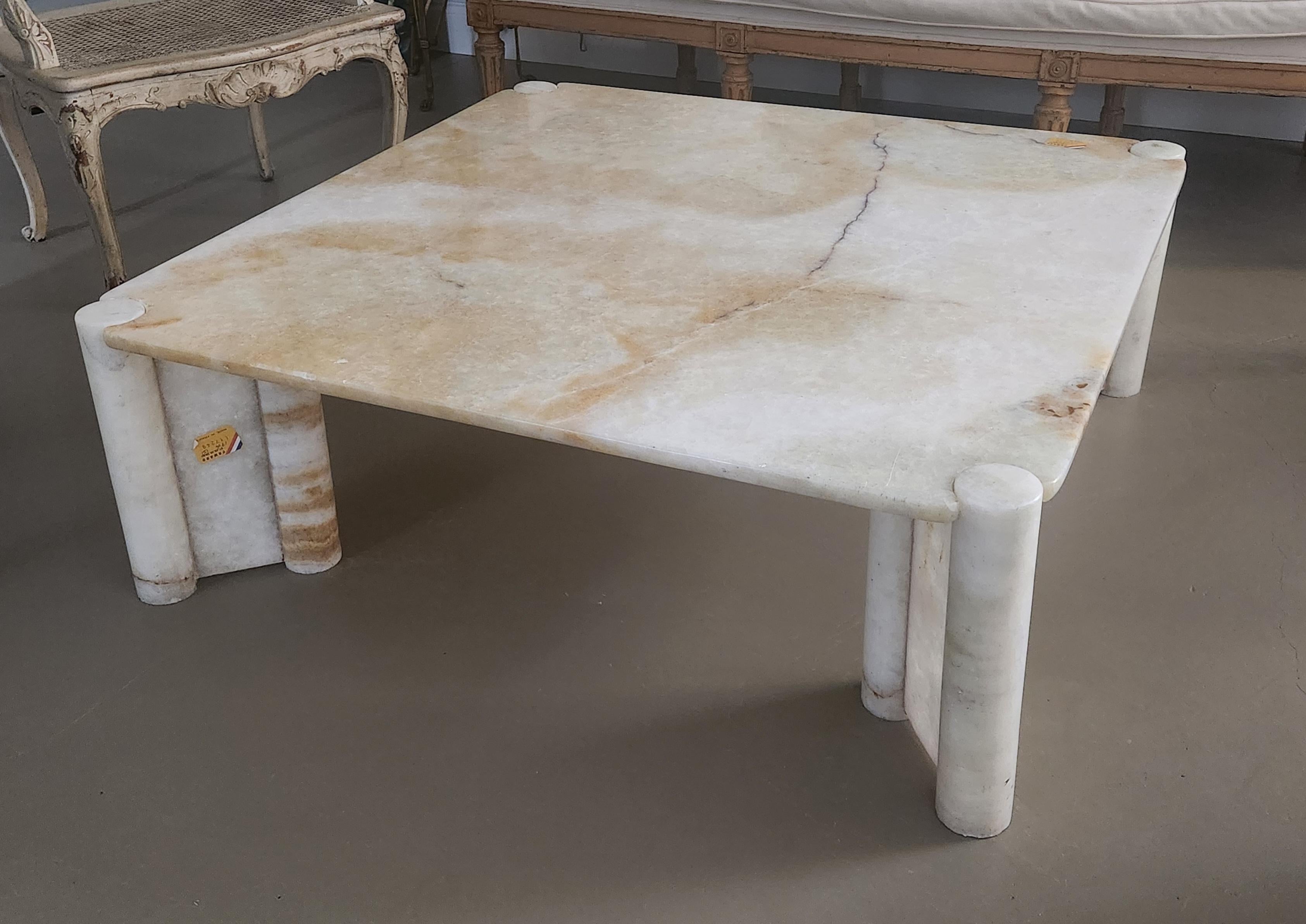 Milieu du XXe siècle Table basse italienne en onyx blanc en vente