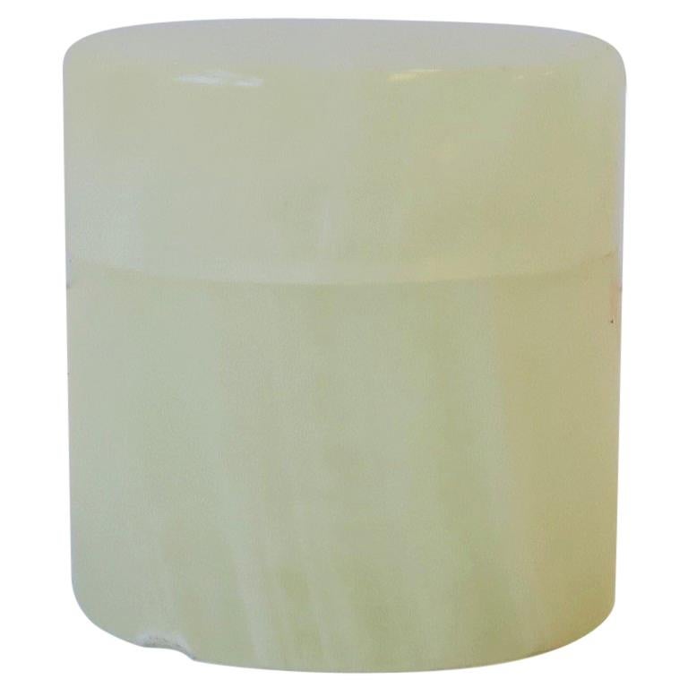 Italian White Onyx Marble Round Box