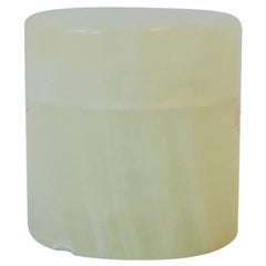 Italian White Onyx Marble Round Box