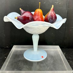 Italian White Opaline Fruit Bowl Sculpture Centerpiece Mid-Century