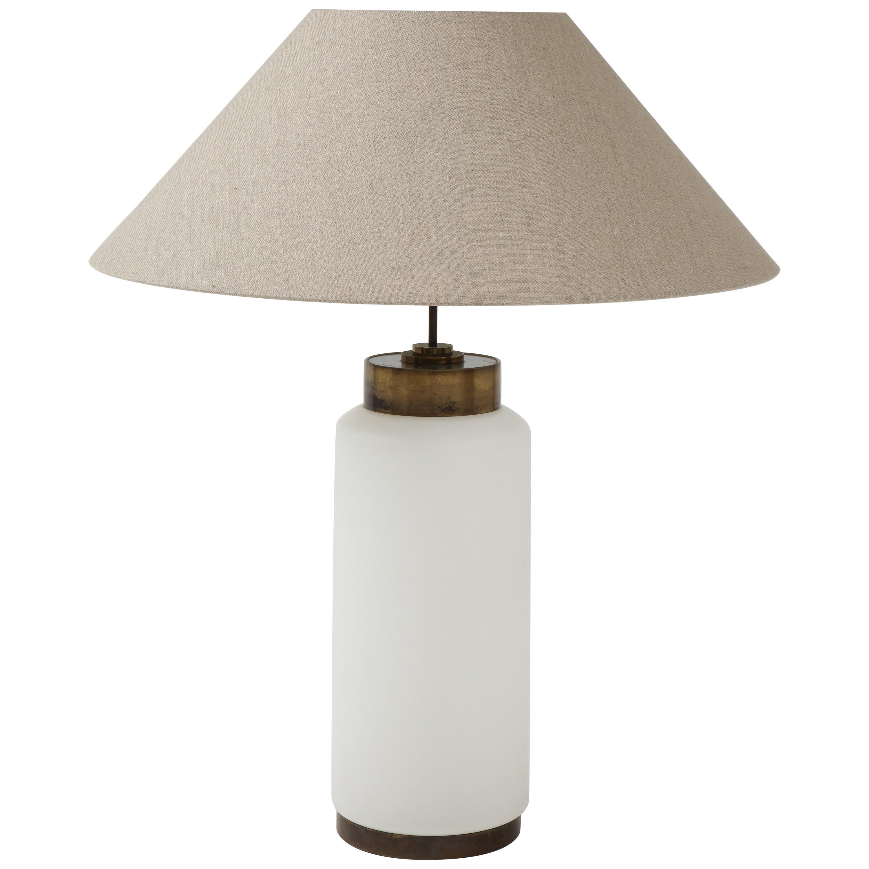 Antique Brass Desk Lamp with Milk Glass Shade at 1stDibs