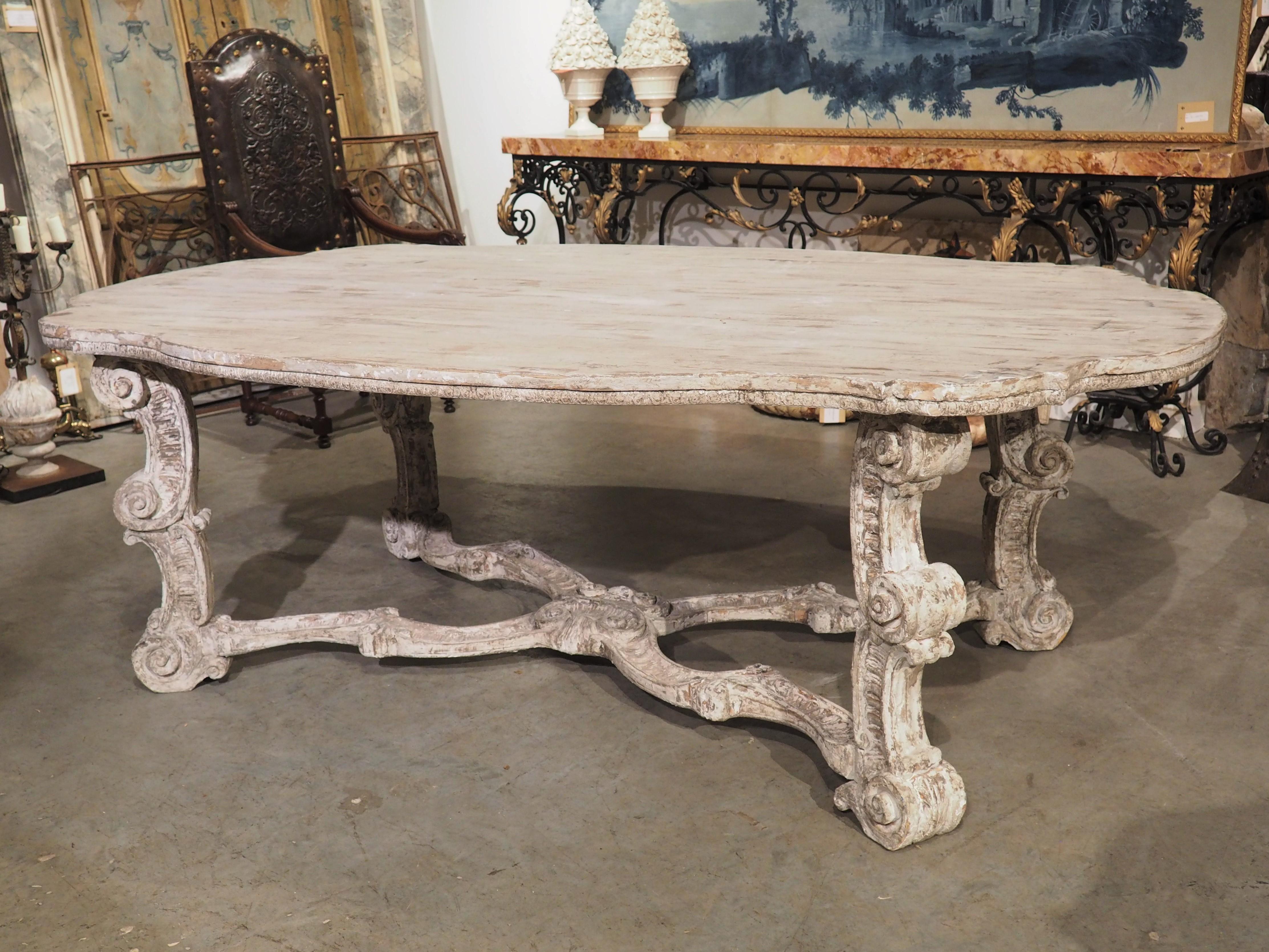 Italian White Painted Baroque Style Dining Table from Florence For Sale