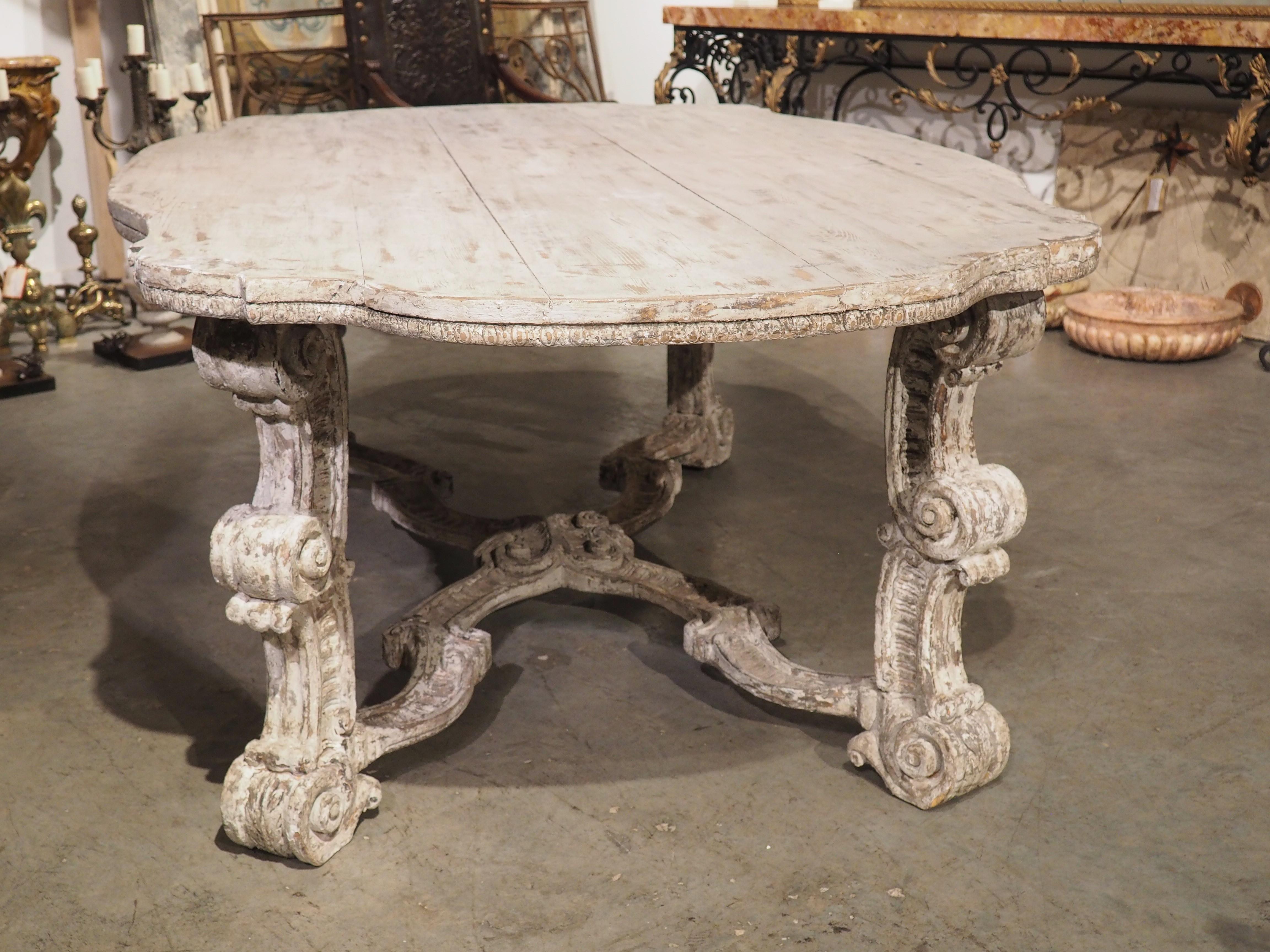 Italian White Painted Baroque Style Dining Table from Florence For Sale
