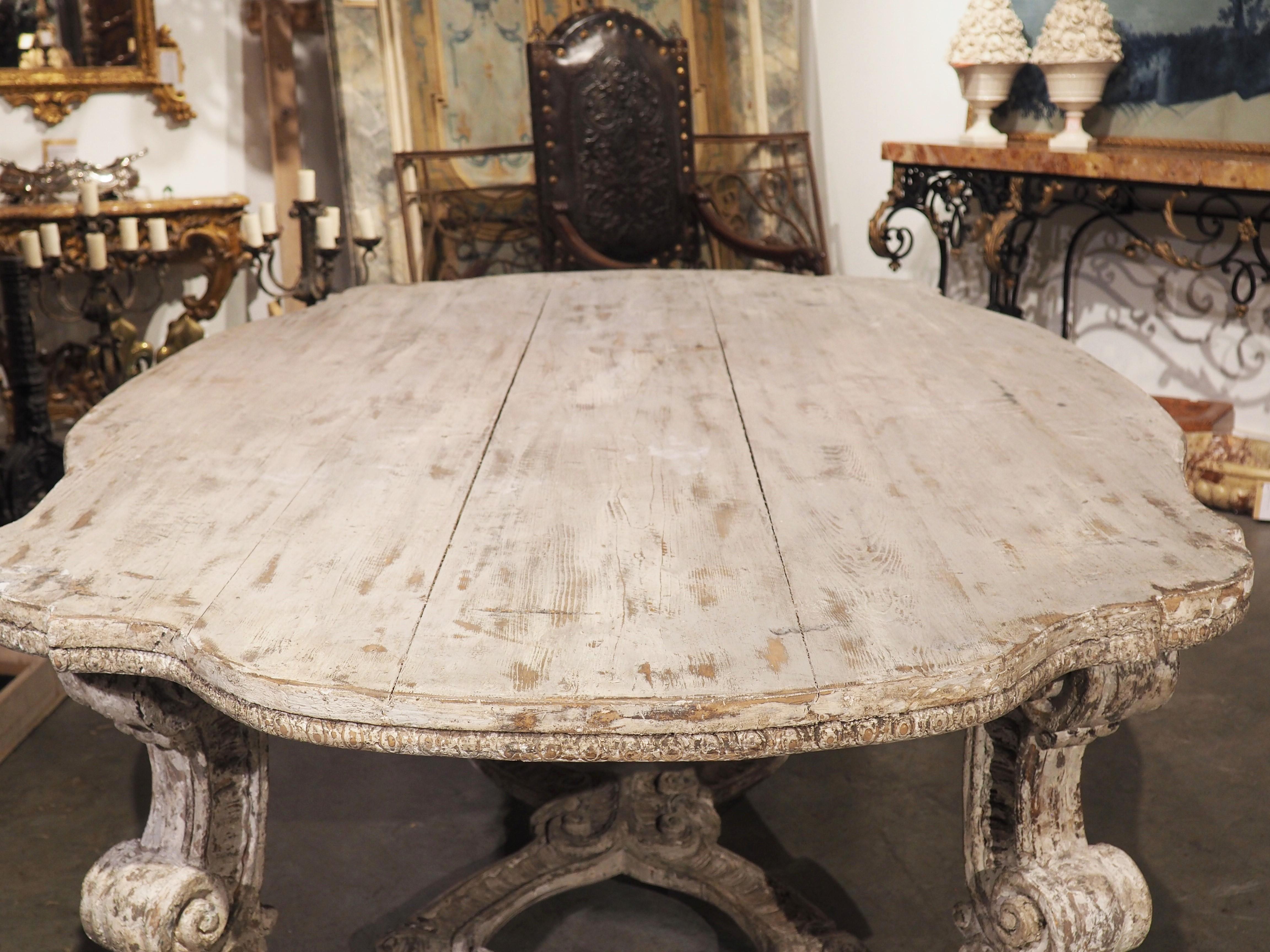 Italian White Painted Baroque Style Dining Table from Florence For Sale