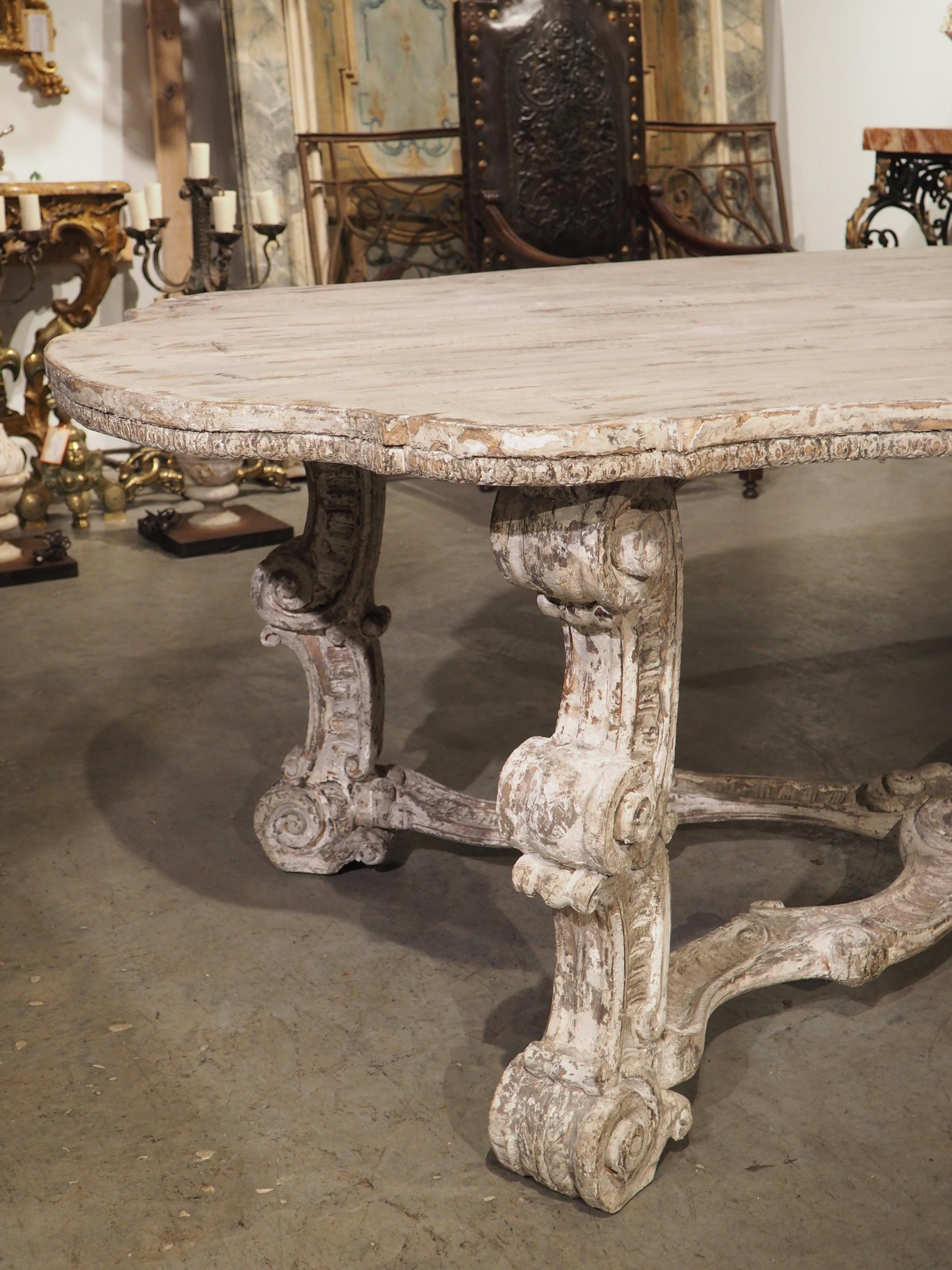 Italian White Painted Baroque Style Dining Table from Florence For Sale