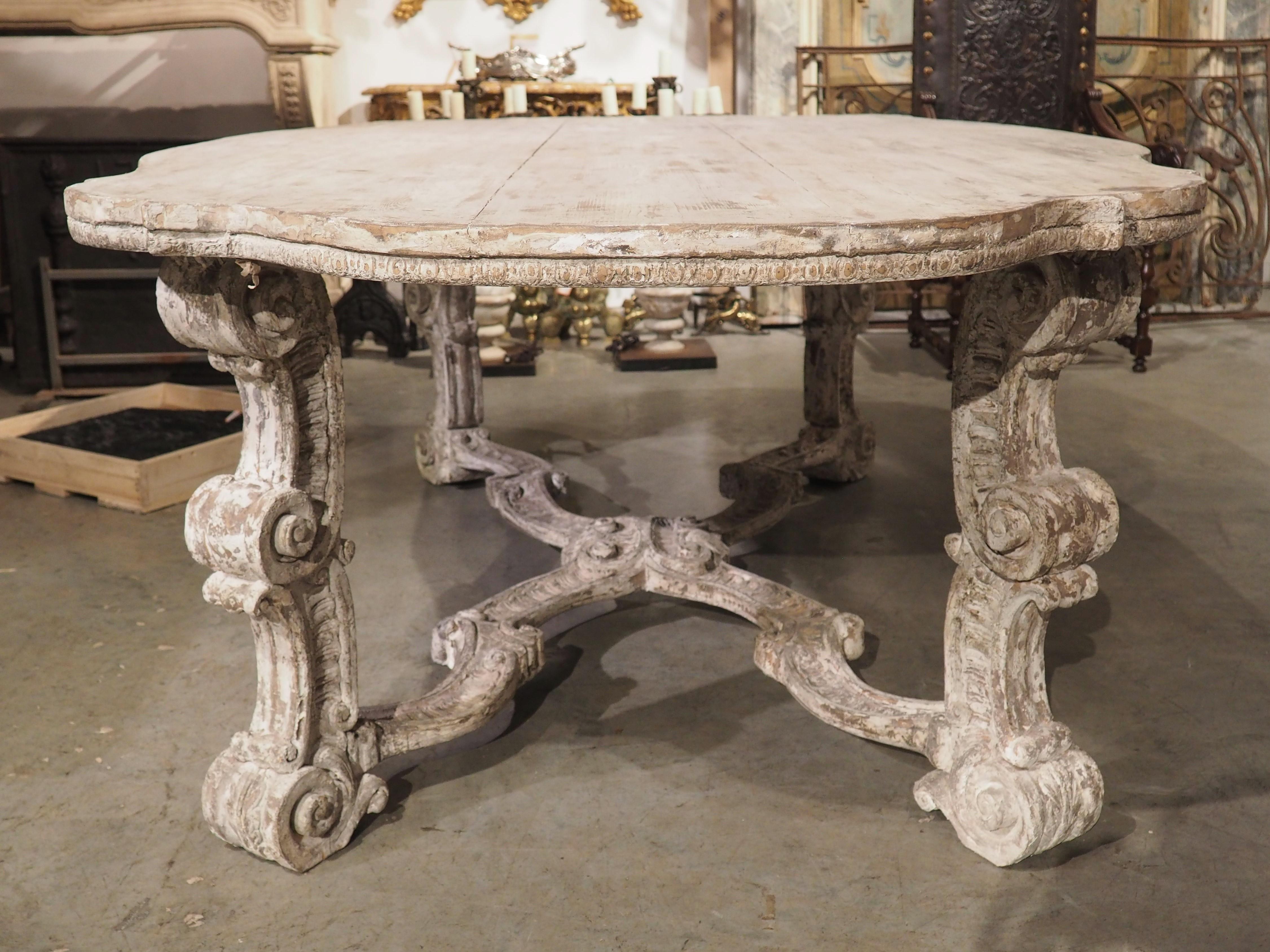 Italian White Painted Baroque Style Dining Table from Florence For Sale
