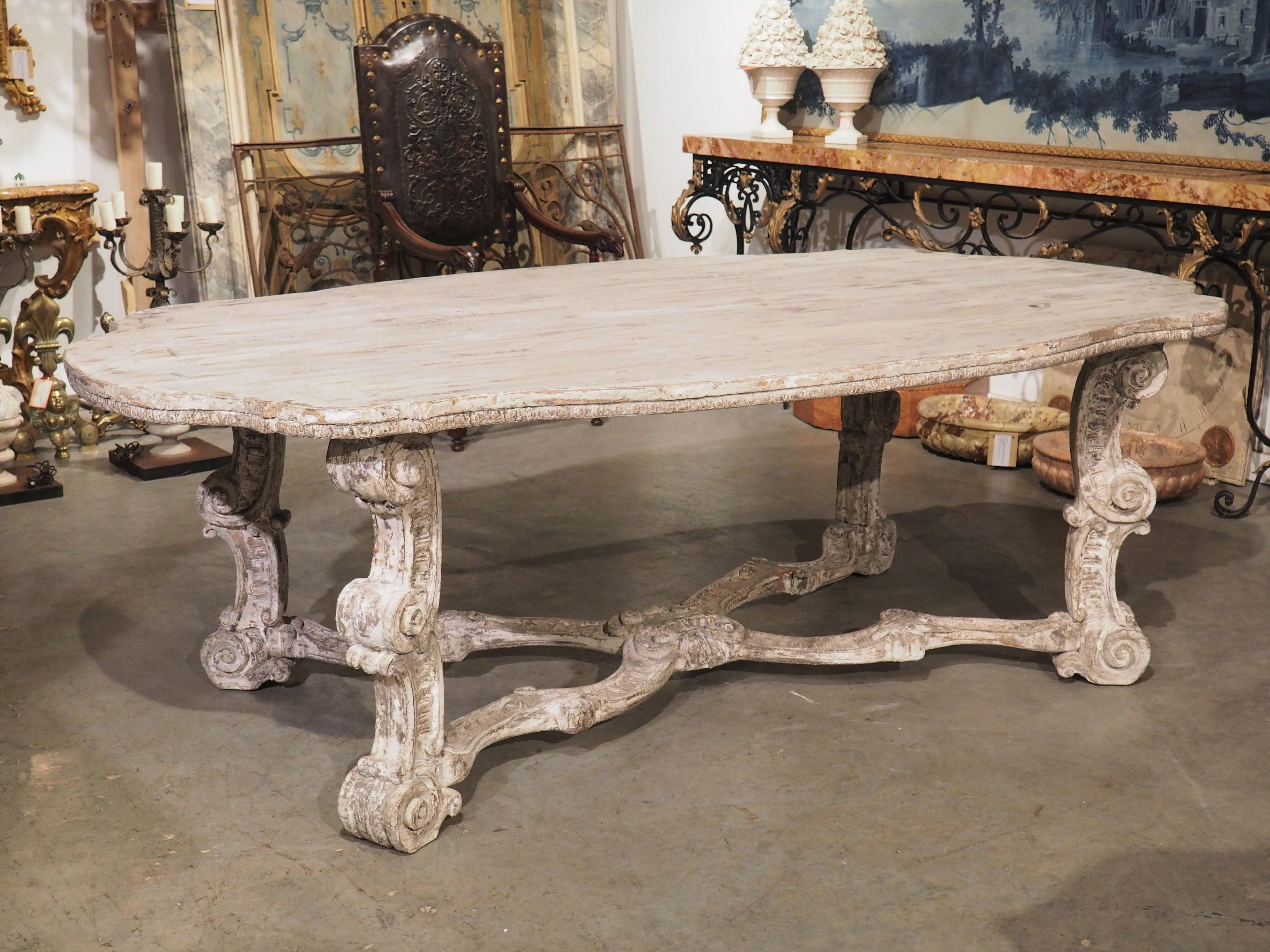 Italian White Painted Baroque Style Dining Table from Florence For Sale