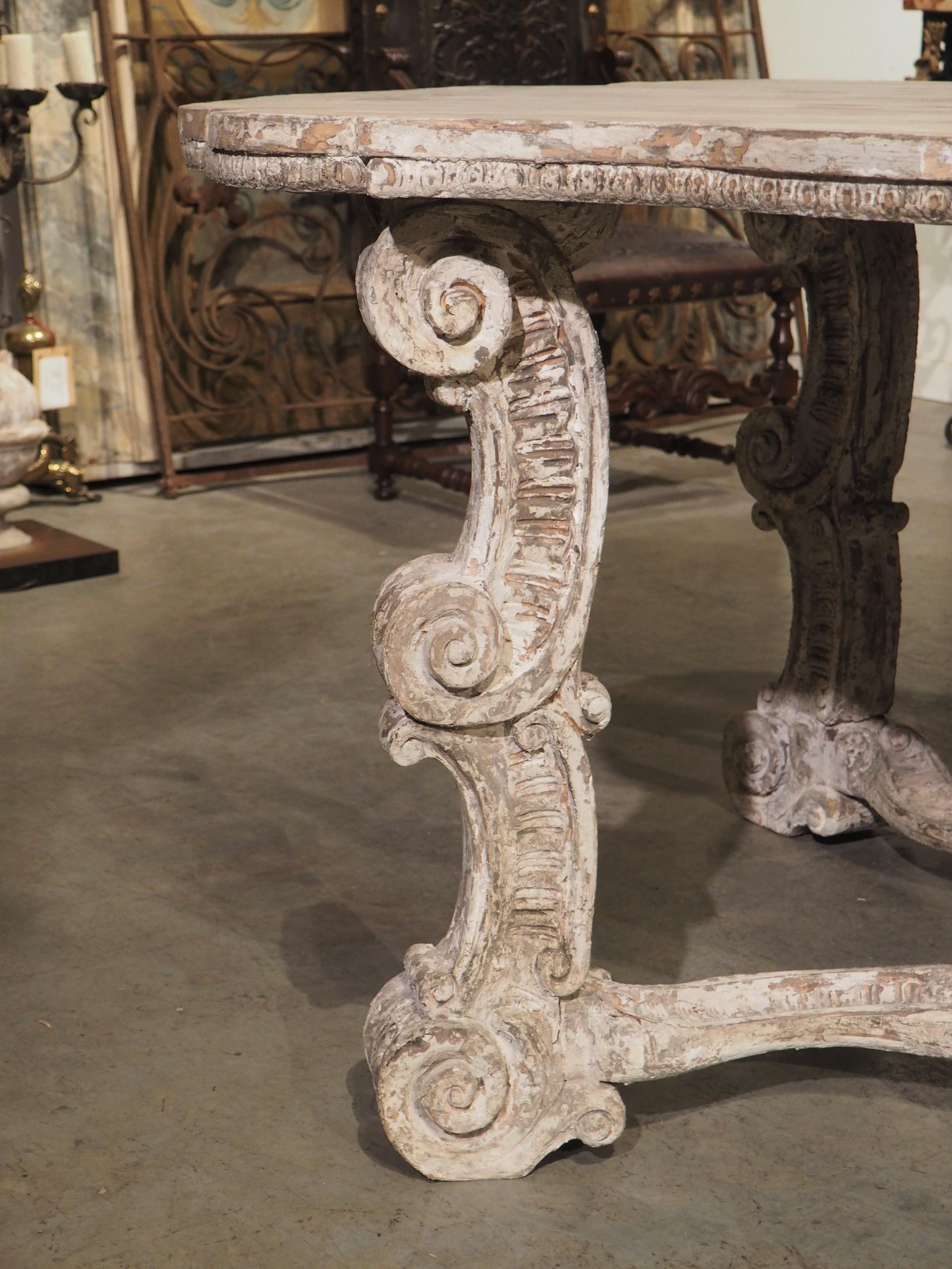 Italian White Painted Baroque Style Dining Table from Florence For Sale