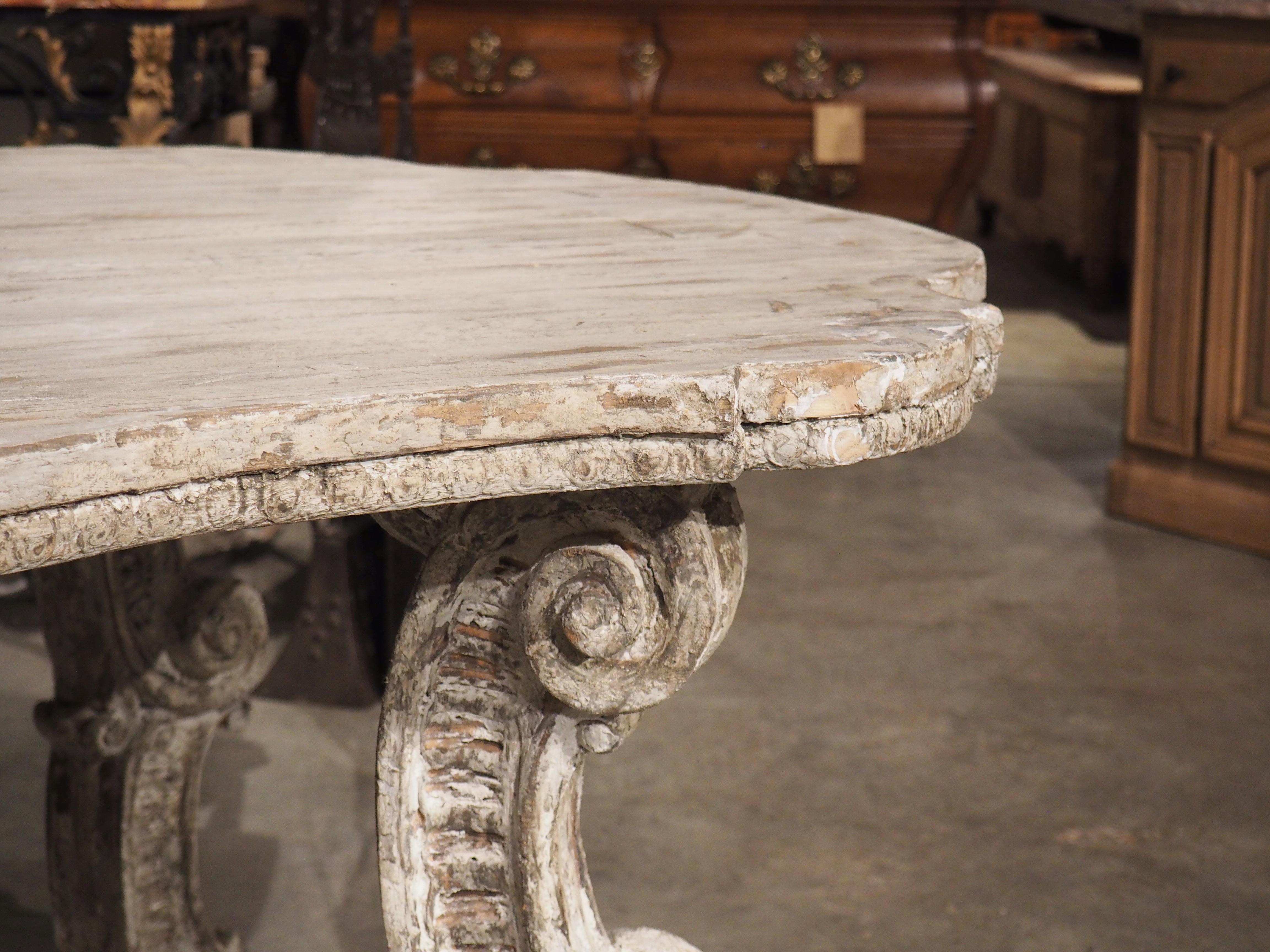 Italian White Painted Baroque Style Dining Table from Florence For Sale