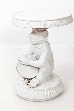 Italian White Painted Terracotta Monkey Table, circa 1970s