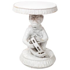 Italian White Painted Terracotta Monkey Table, circa 1970s