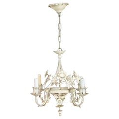 Italian White Painted Tole Four-Light Chandelier