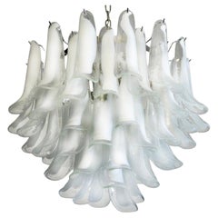 Vintage Italian White Petal Chandeliers, Murano