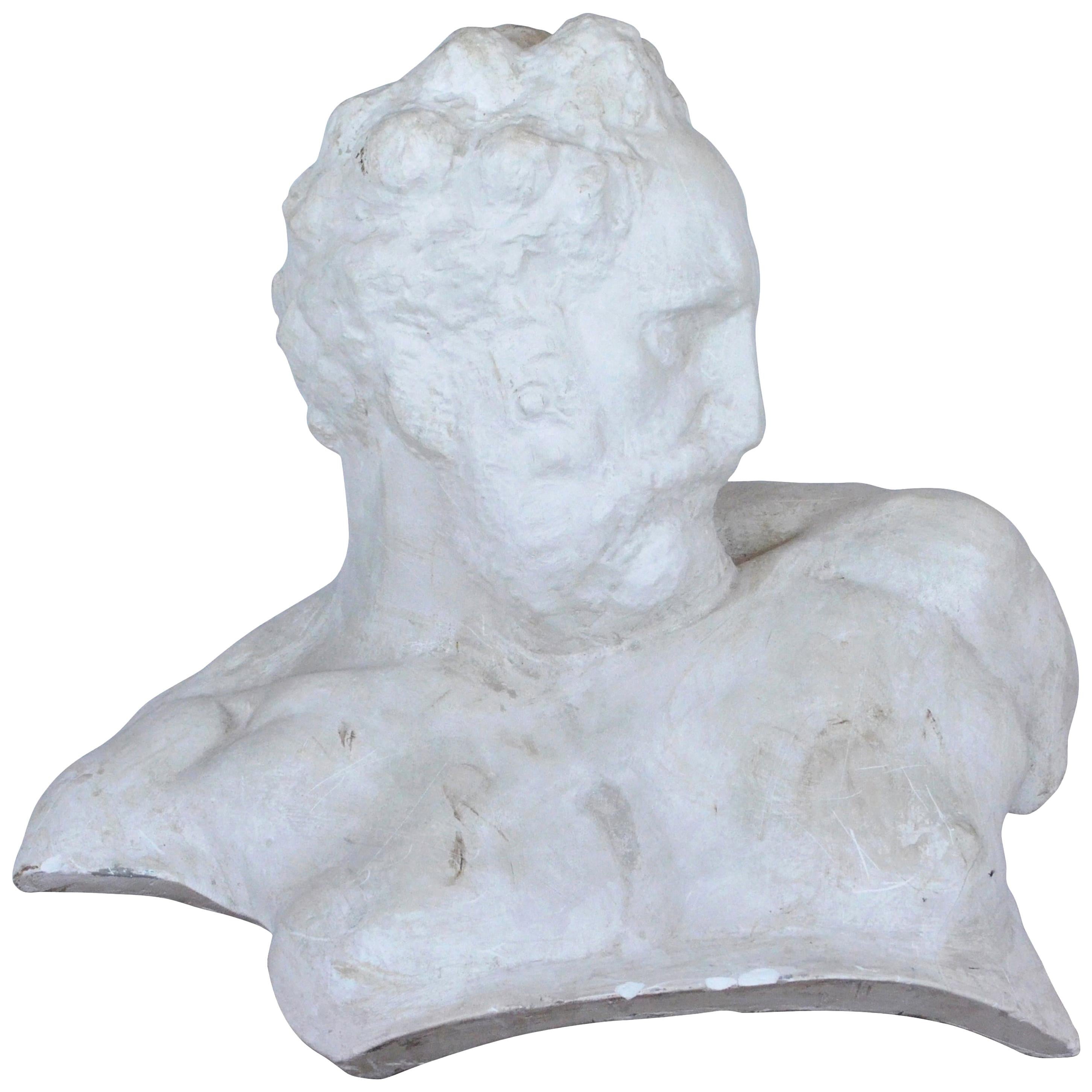 Italian White Plaster Gypsum Bust Academic Representation of Crepuscolo