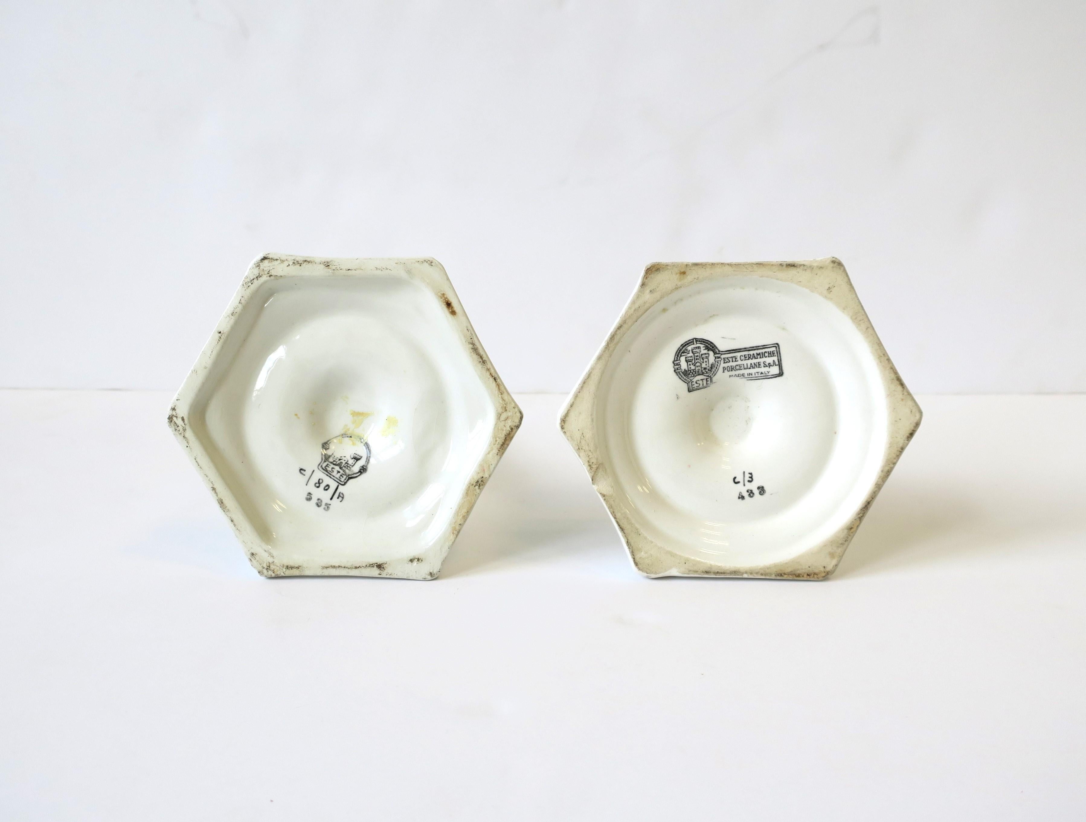 Italian White Porcelain Bamboo Candlesticks Holders, Pair For Sale 5