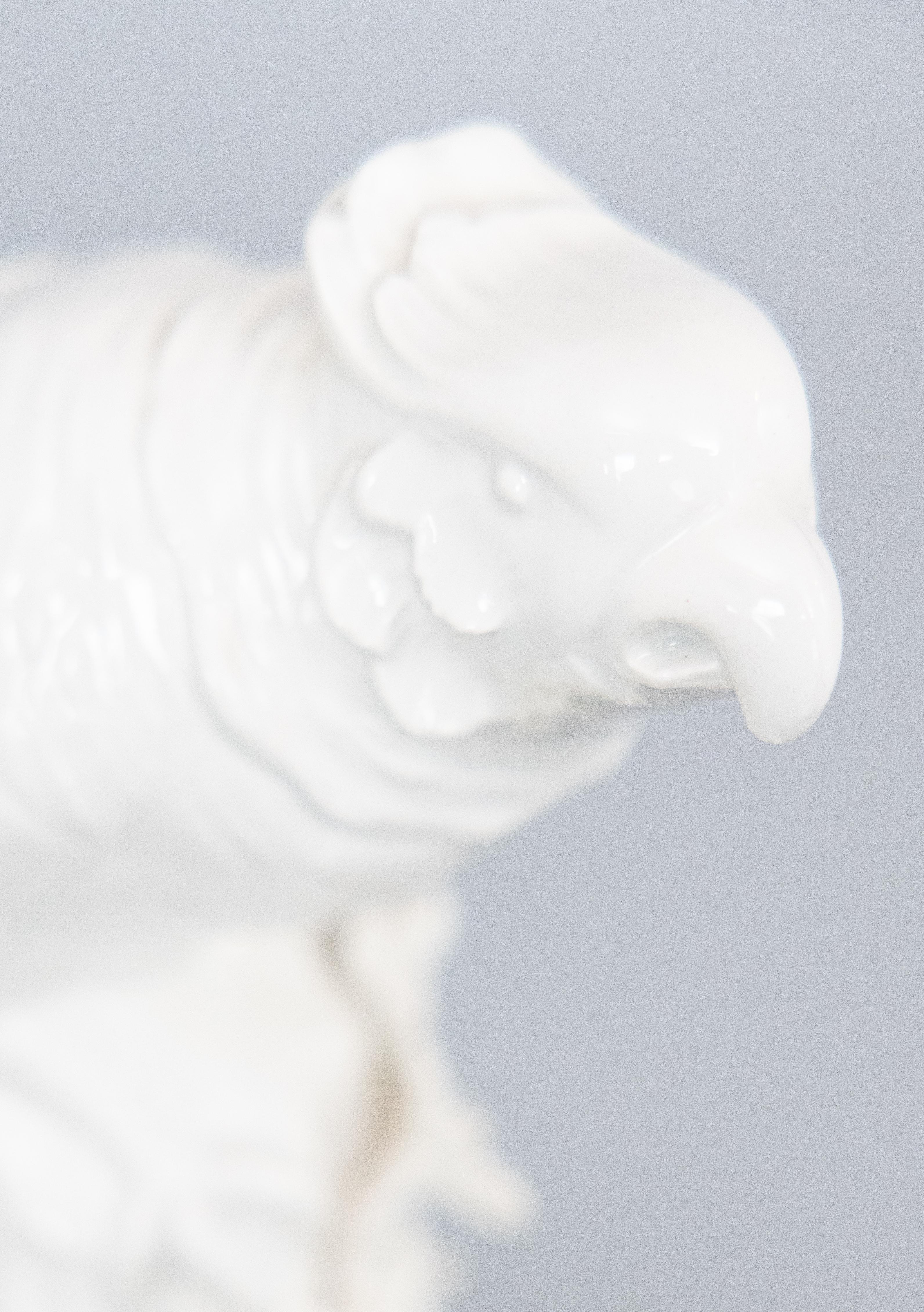 Italienische Blanc De Chine Papagei-Cockatiel-Vogel-Skulptur-Figur aus weißem Porzellan, Blanc De Chine im Angebot 1