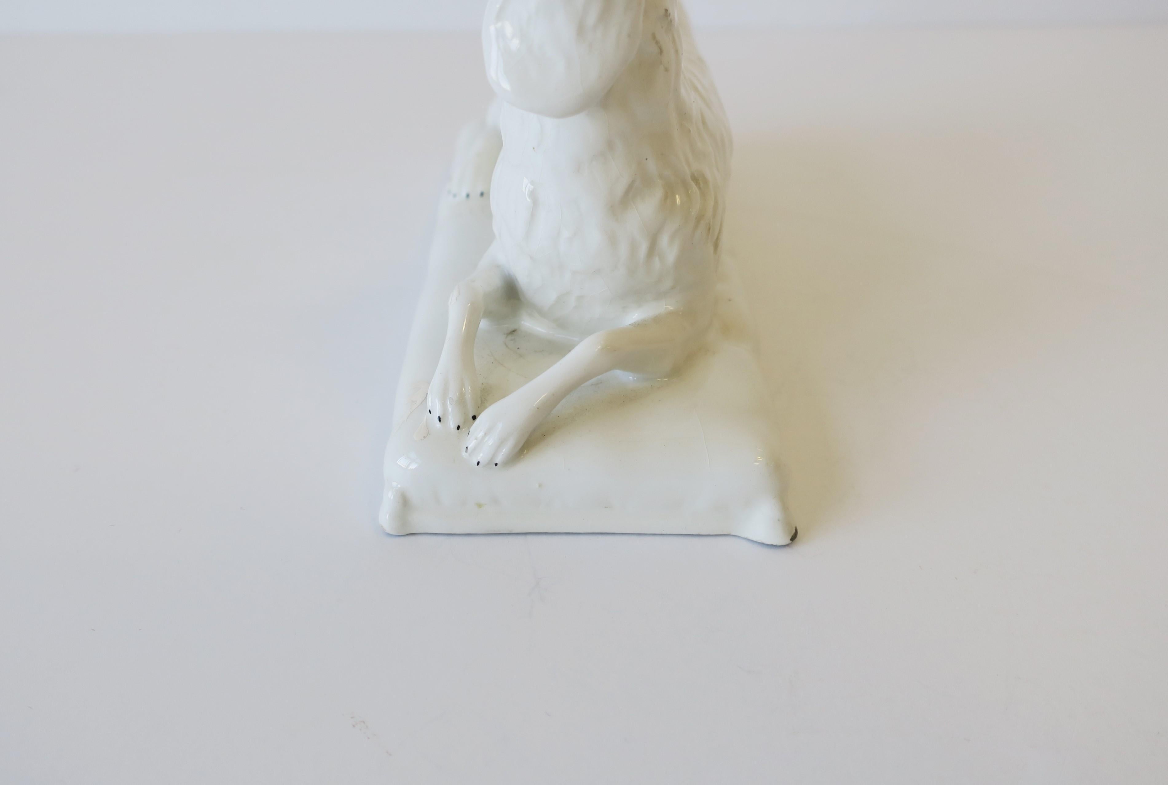 20th Century Italian White Porcelain Dog Sculpture Decorative Object
