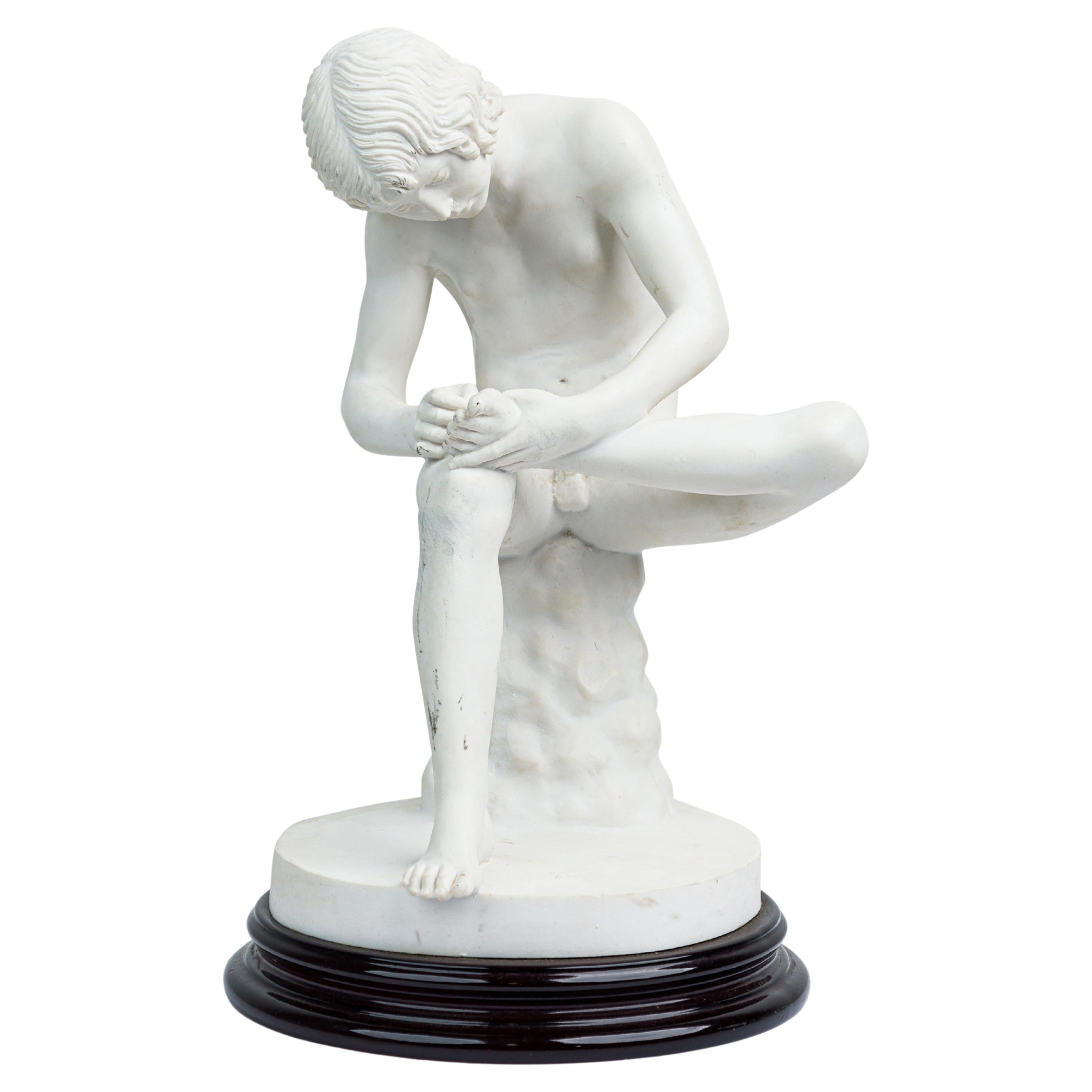 Italian White Porcelain Small Statue Cast of "Boy w/ Thorn" by Salterini For Sale