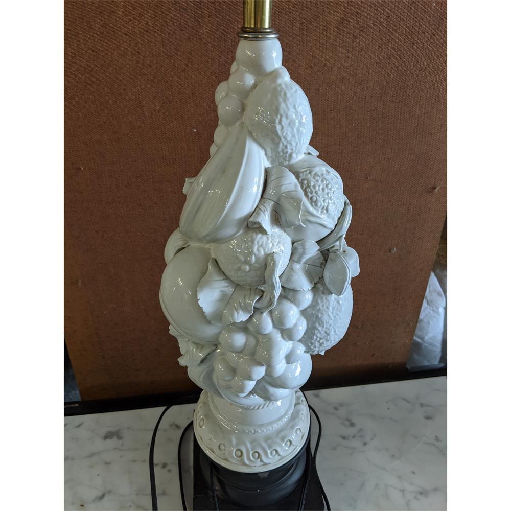 Mid-Century Modern Italian White Porcelain Topiary Lamp