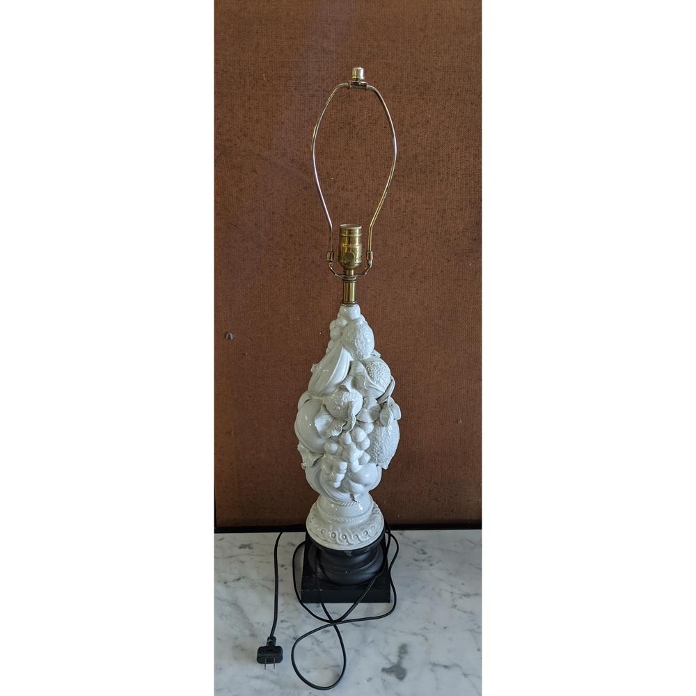 Italian White Porcelain Topiary Lamp 3